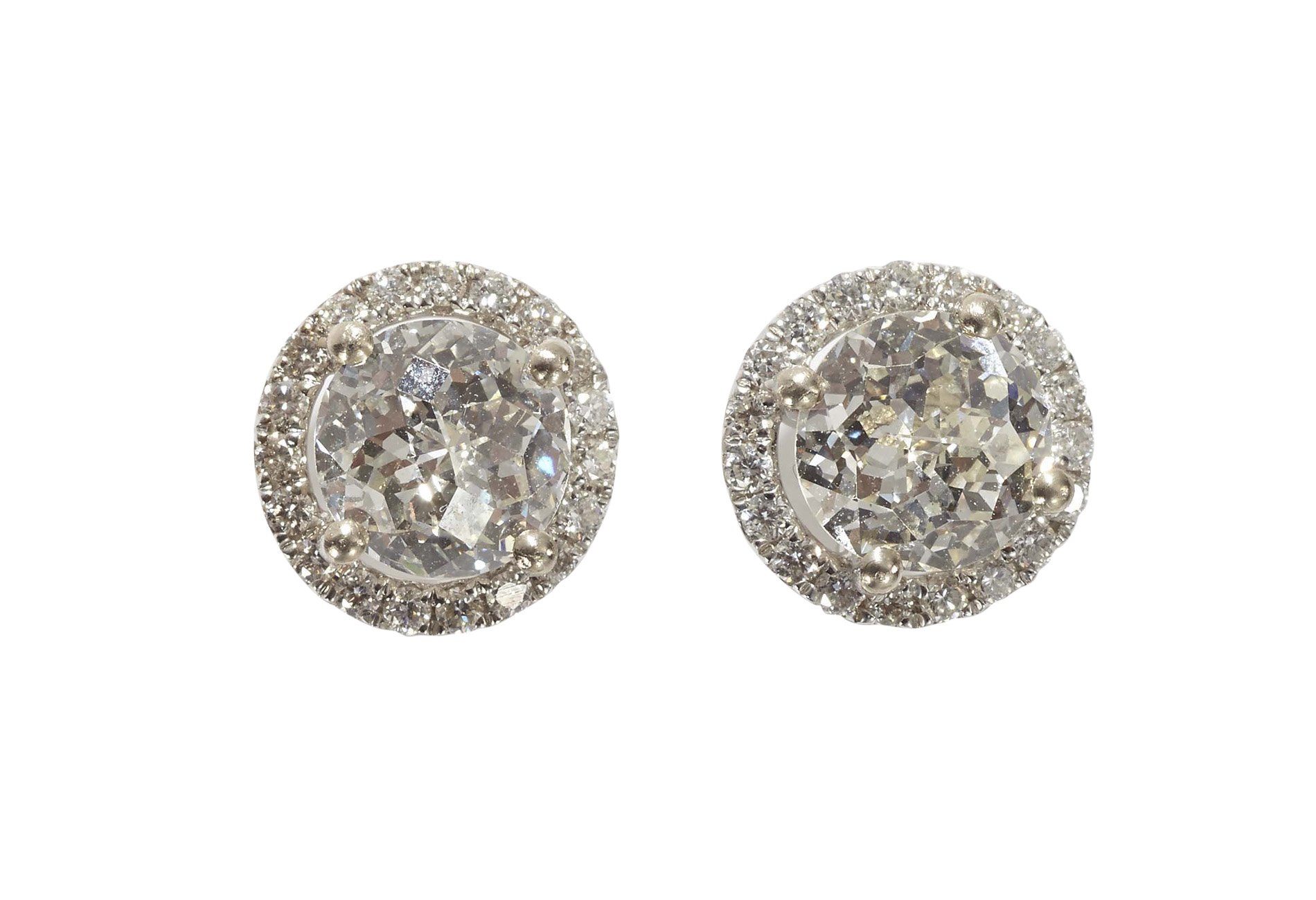 A pair of diamond cluster earrings