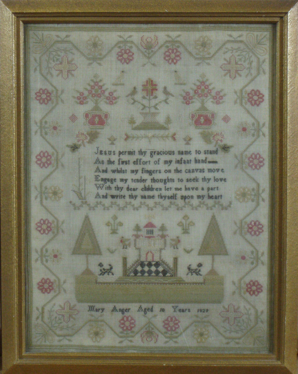 An early 19th century sampler By Mary Anger, aged ten years, 1829