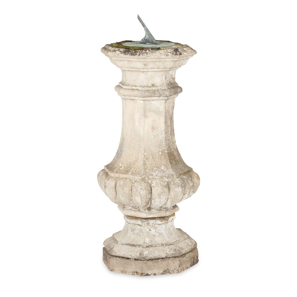 BLASHFIELD TYPE STONE AND BRONZE SUNDIAL