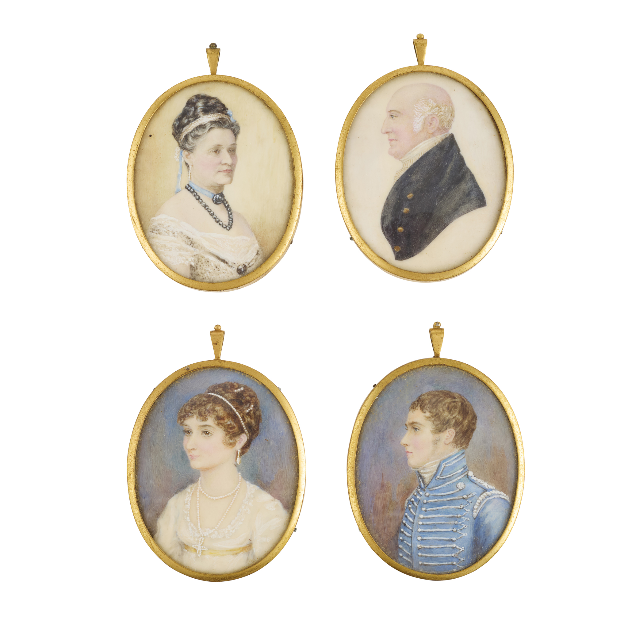 GROUP OF FOUR PORTRAIT MINIATURES