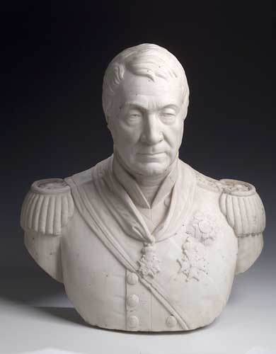 A 19th century marble bust of Admiral Sir David Milne, c. 1845