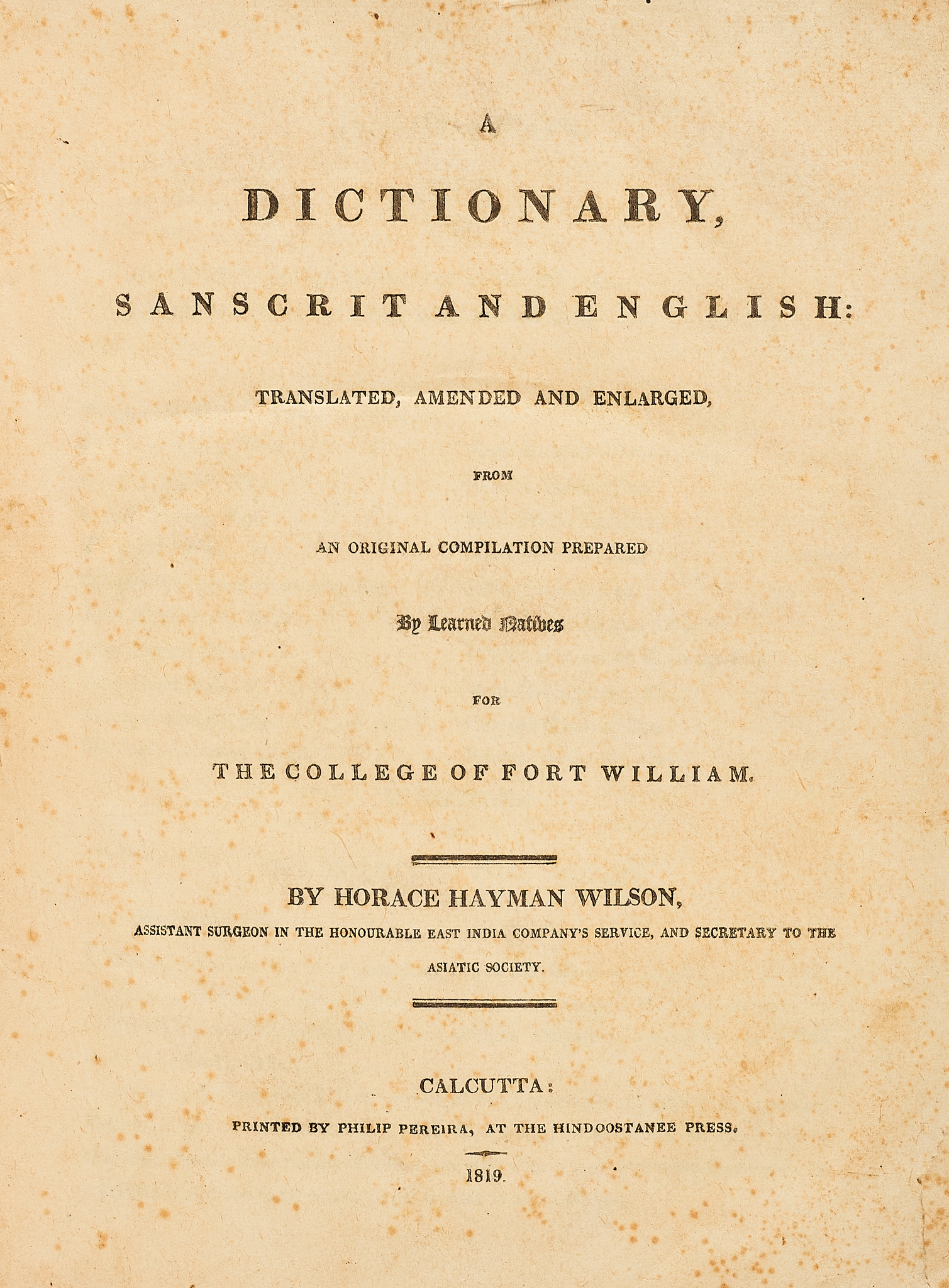 Wilson, Horace Hayman