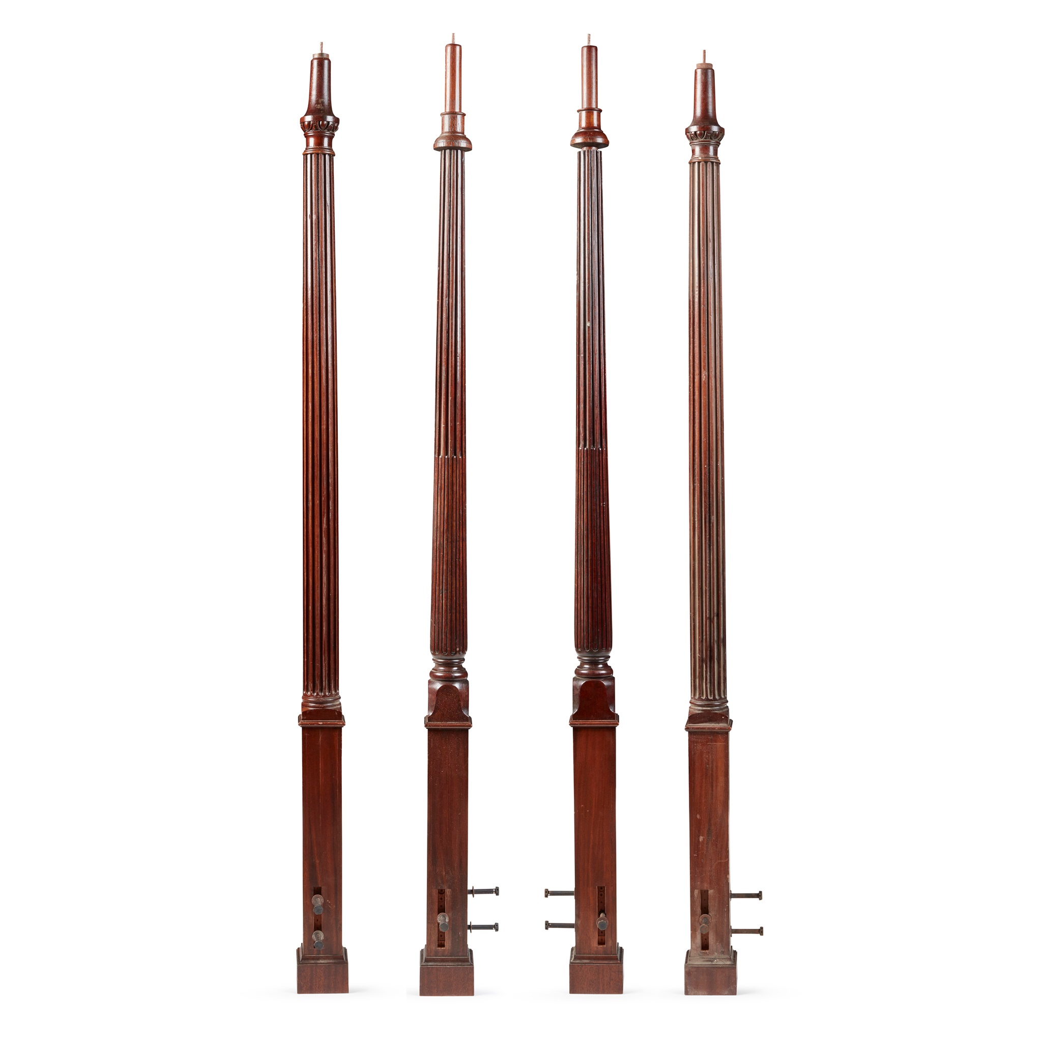 TWO PAIRS OF GEORGIAN MAHOGANY BED POSTS