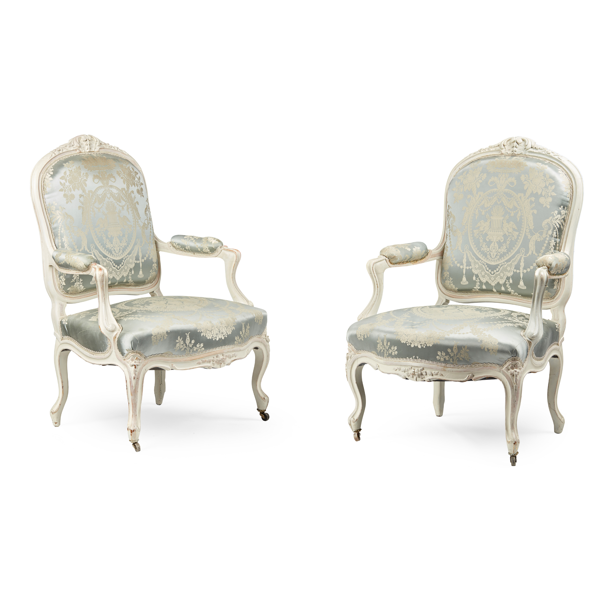 PAIR OF WHITE PAINTED FRENCH ARMCHAIRS