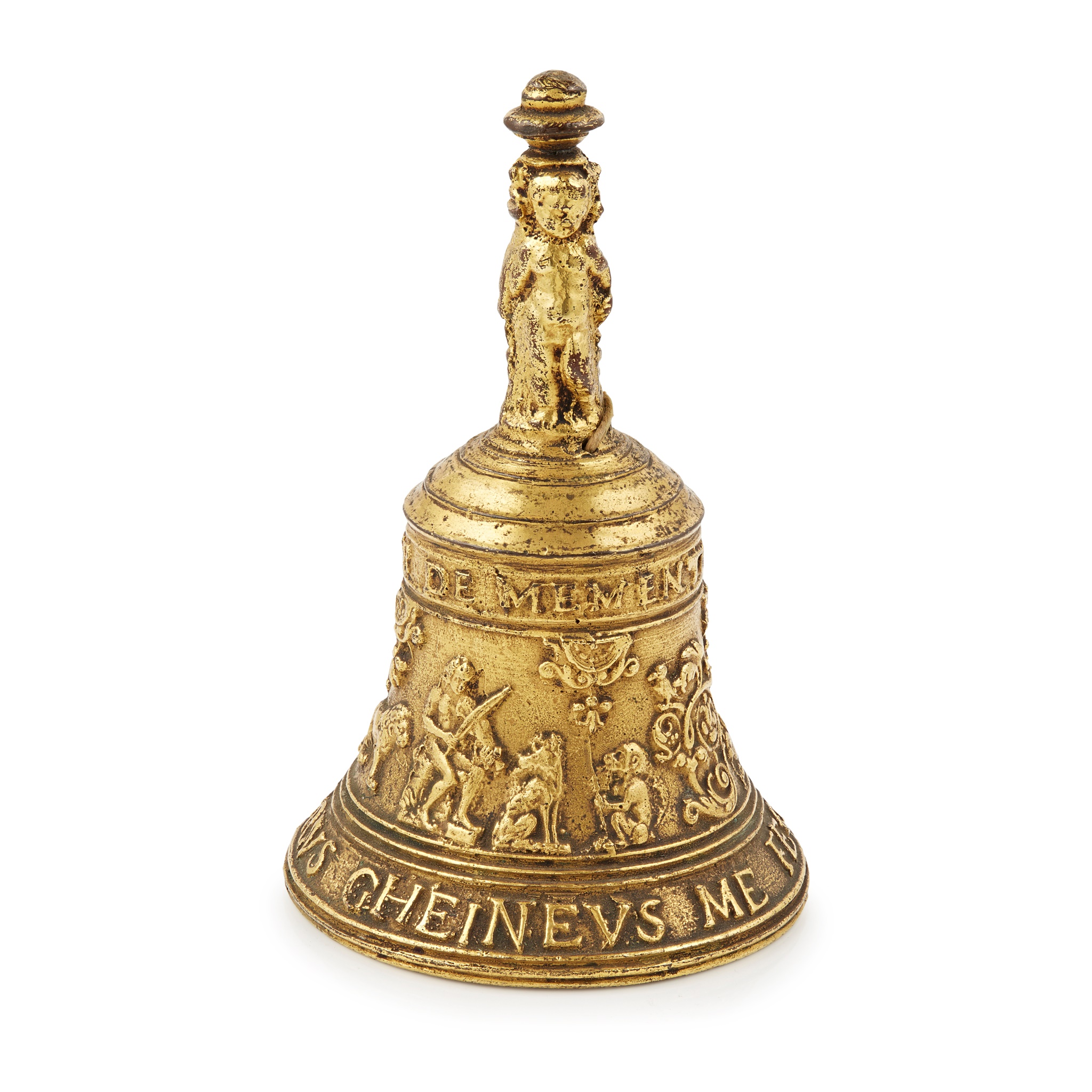 FLEMISH GILT BRONZE TABLE BELL, BY PETRUS GHEINEUS, MESCHELN