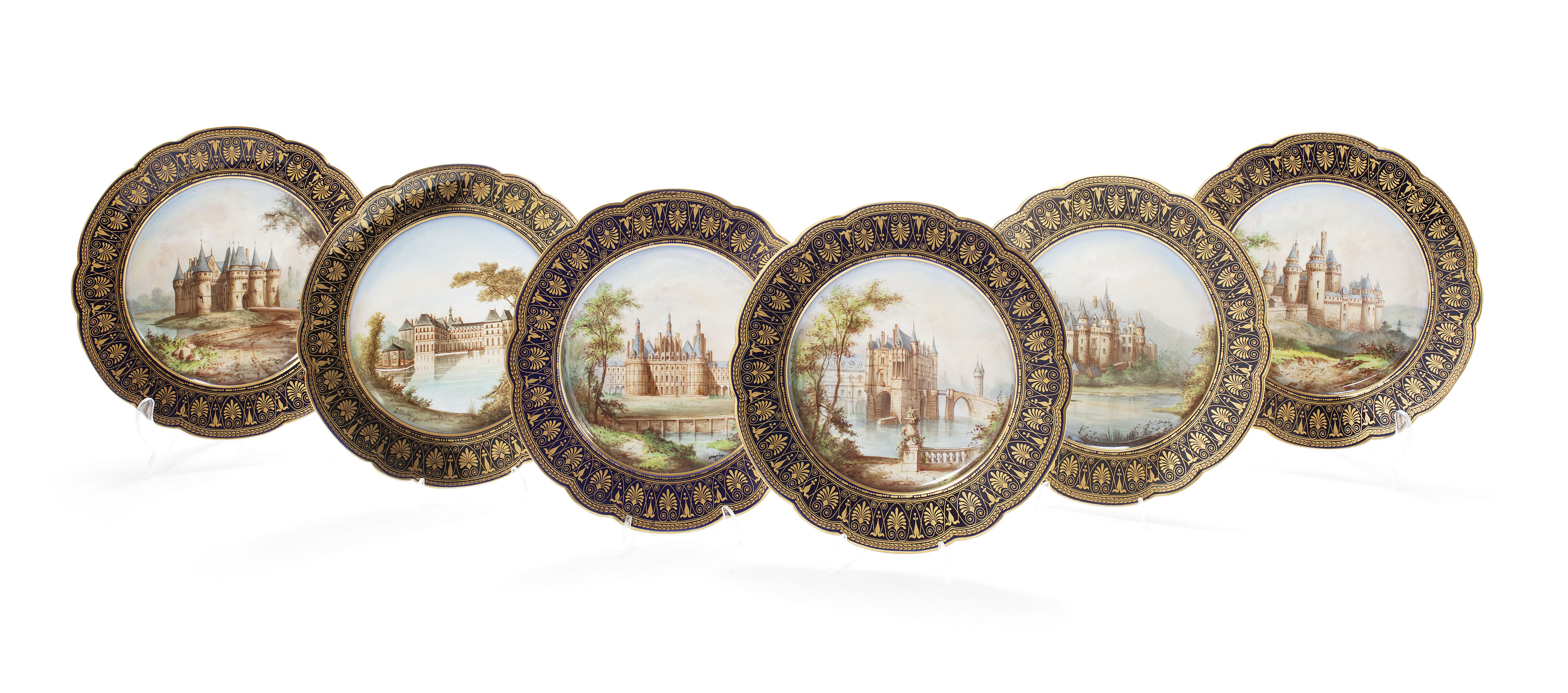 SET OF SIX SEVRES PORCELAIN PLATES