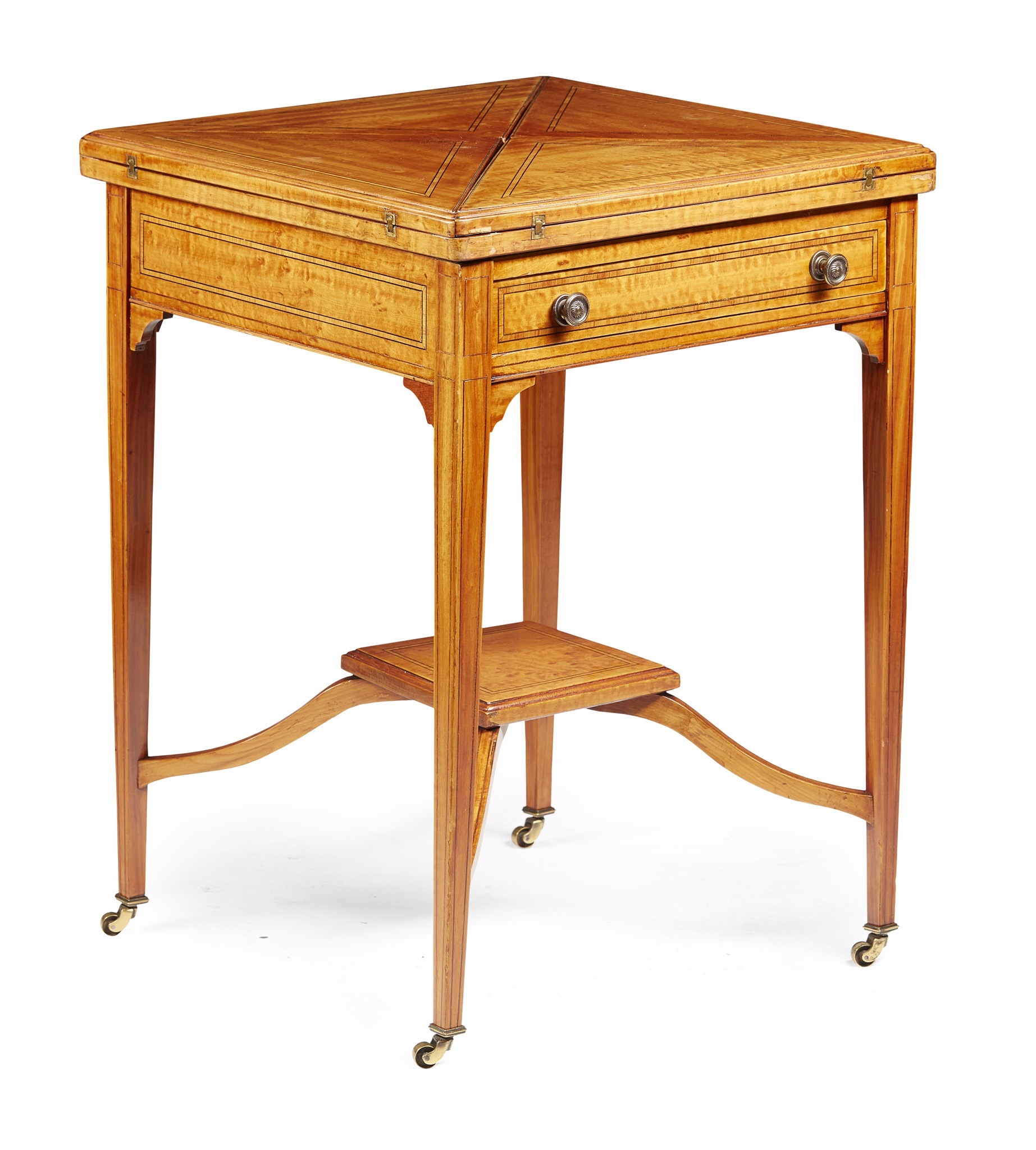 EDWARDIAN SATINWOOD ENVELOPE GAMES TABLE
