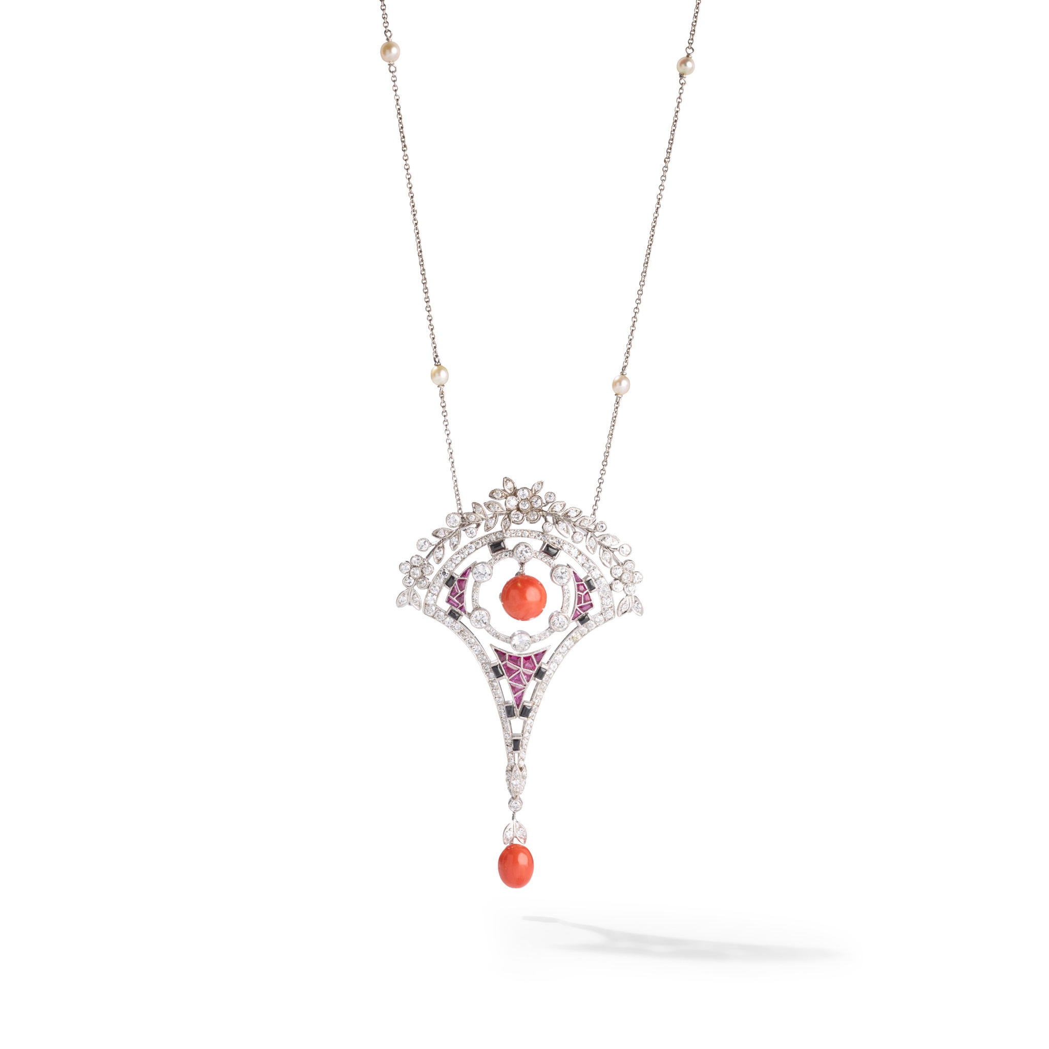 A gem-set pendant necklace