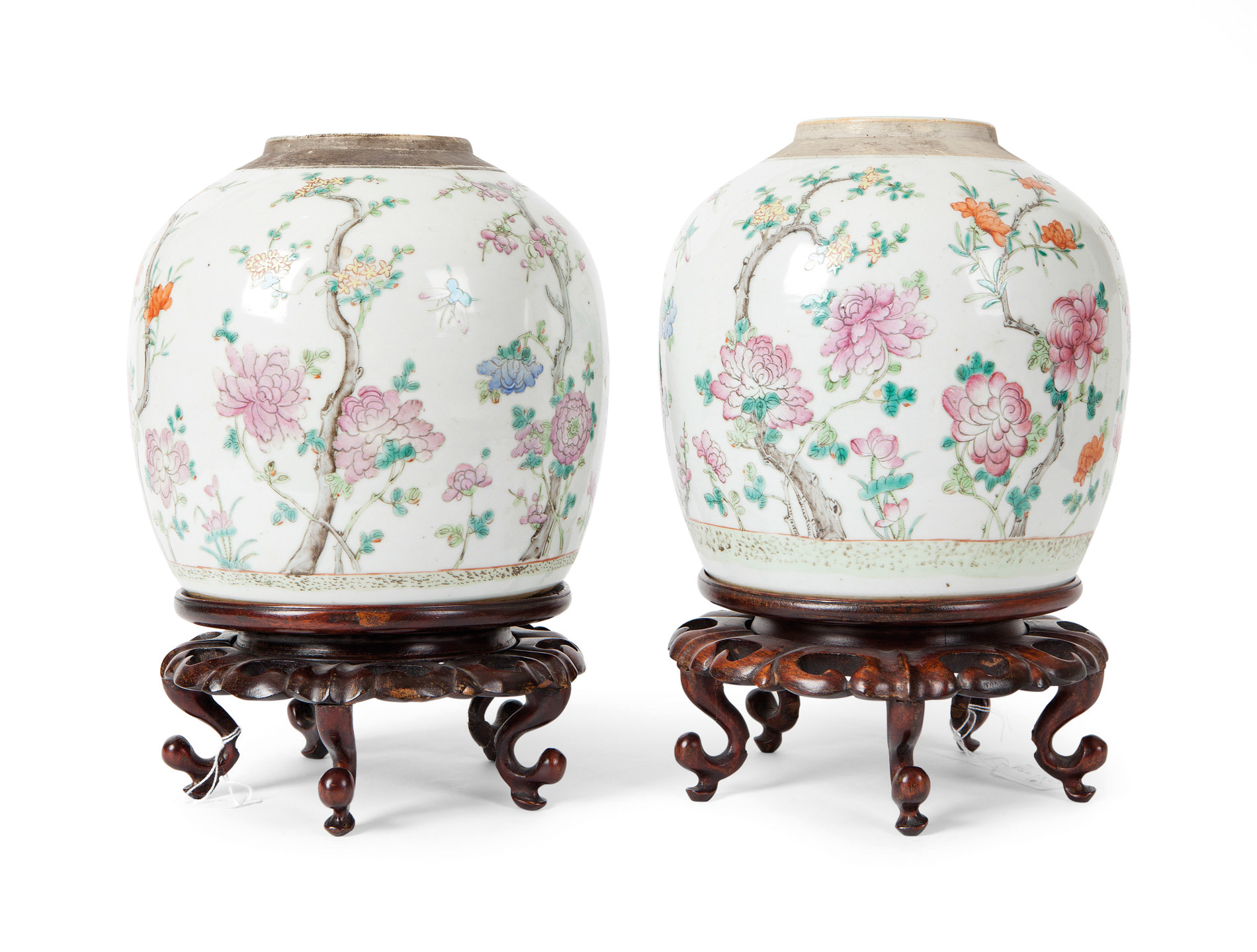 PAIR OF CHINESE FAMILLE ROSE JARS