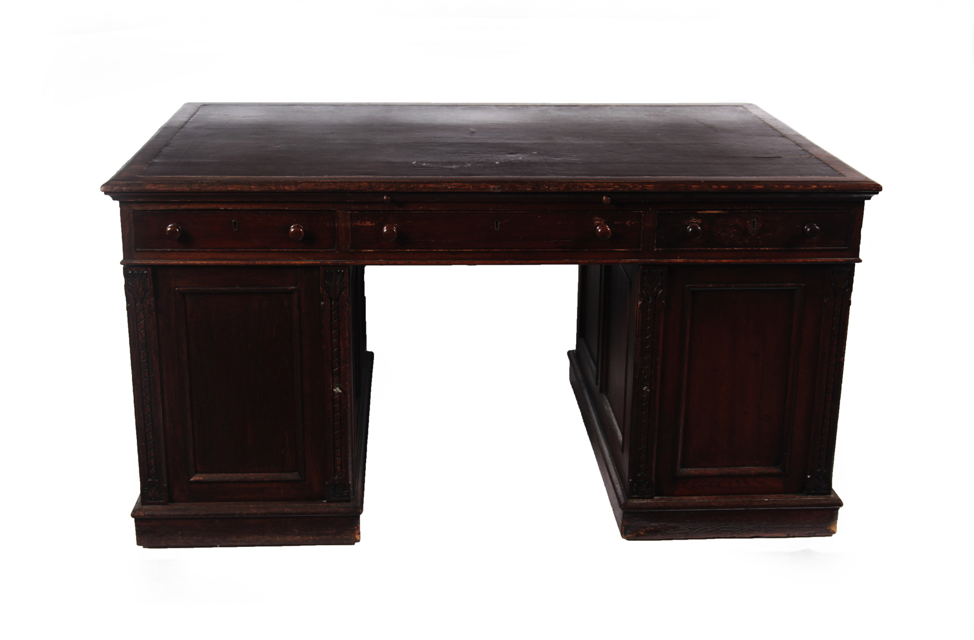 OAK TWIN PEDESTAL PARTNER'S DESK
