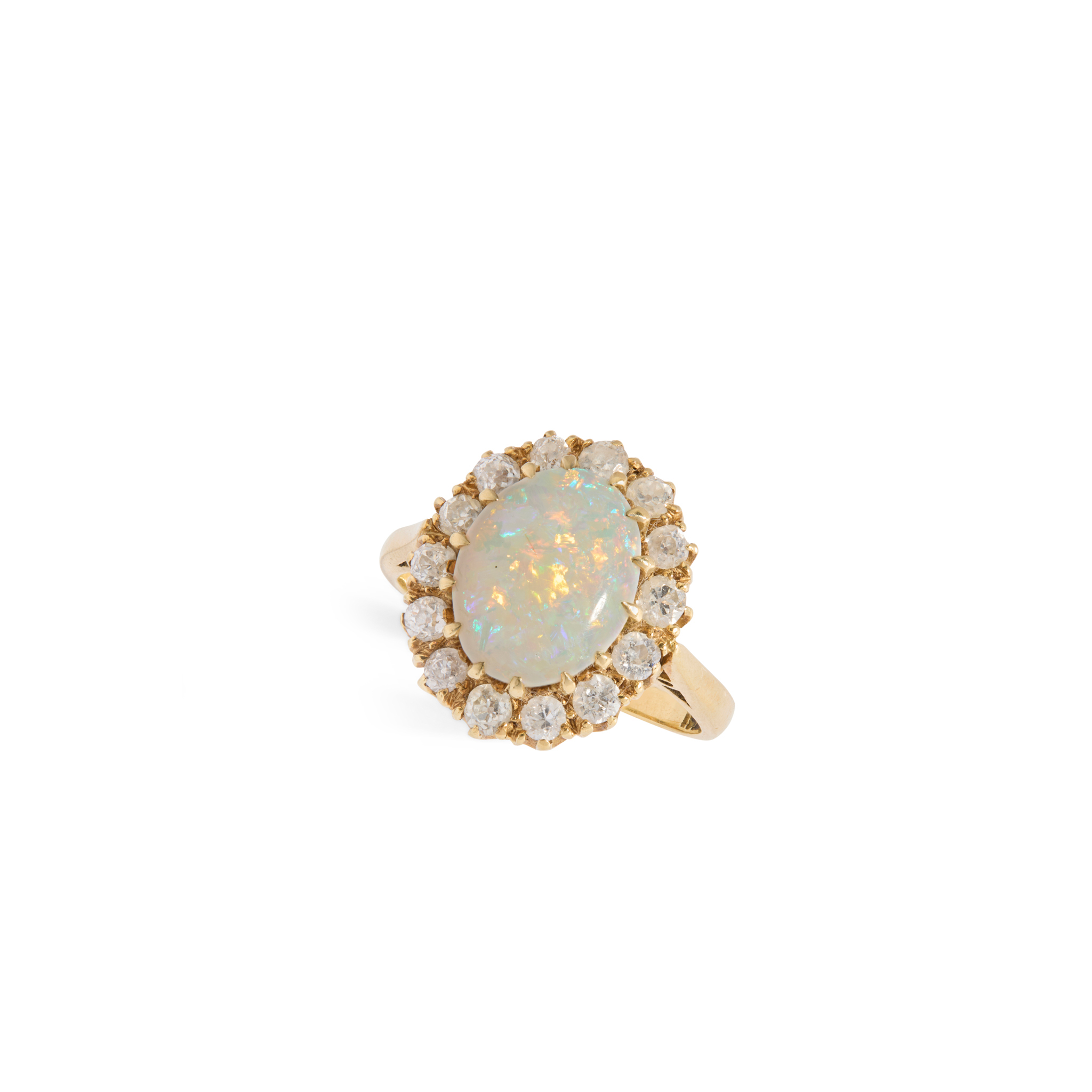 An opal and diamond cluster ring