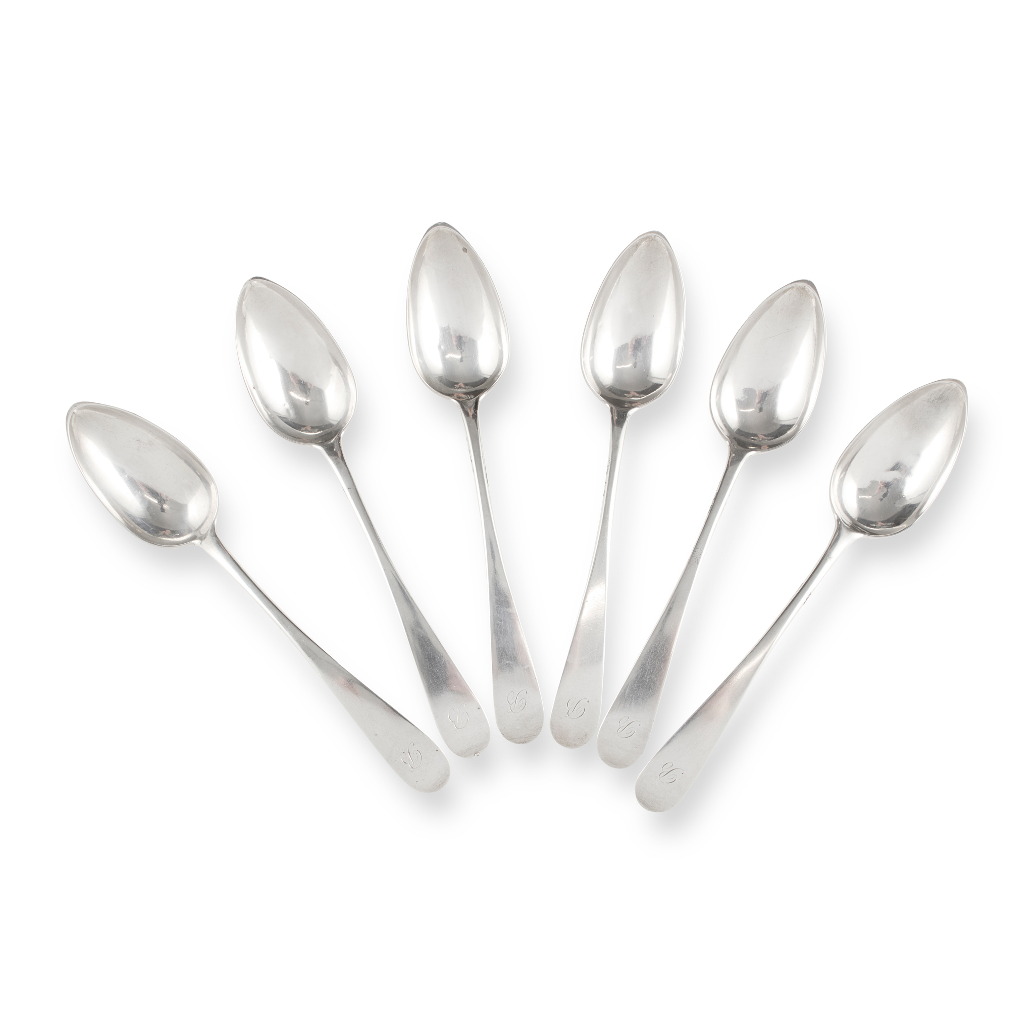A SET OF SIX GEORGE III TABLESPOONS