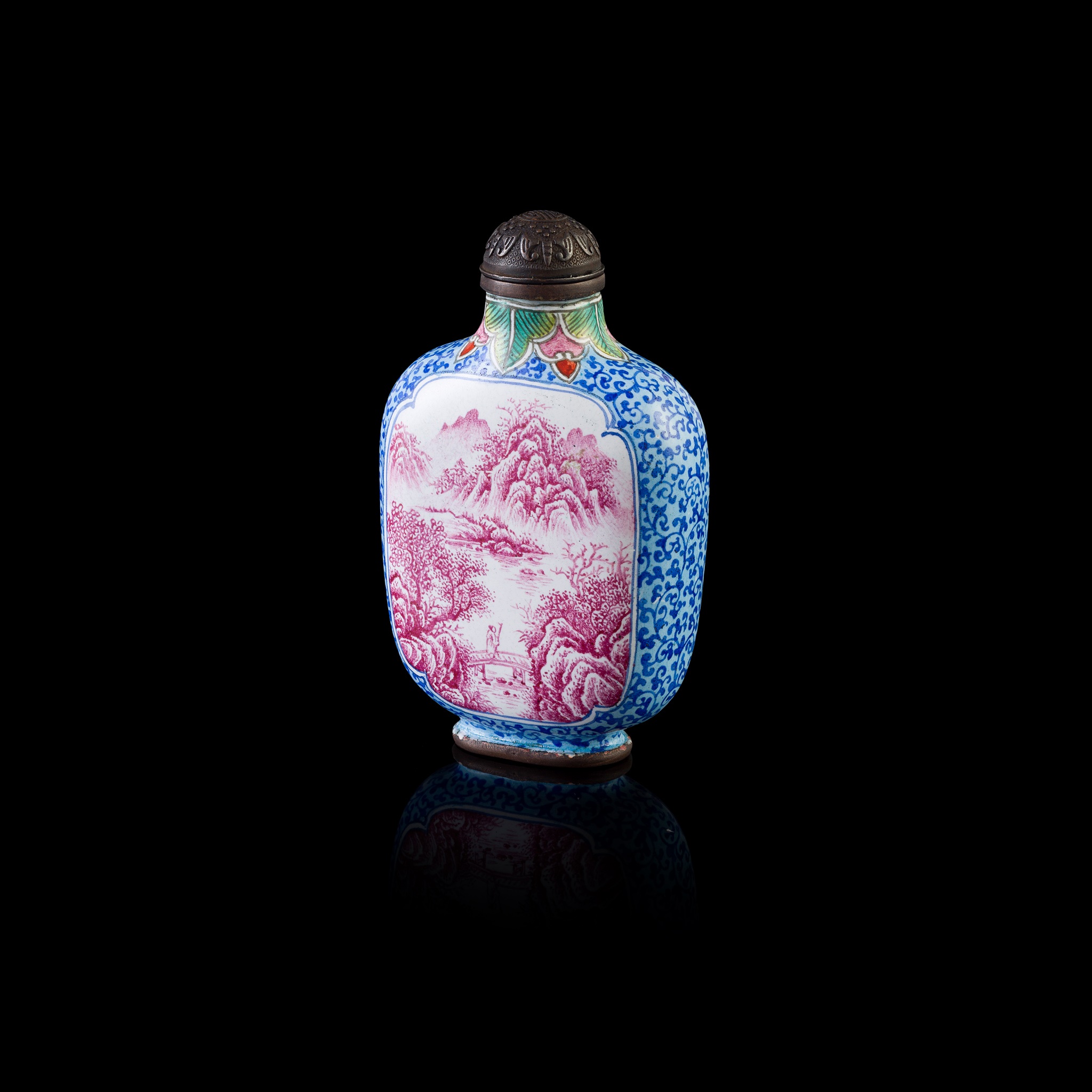 PAINTED ENAMEL 'LANDSCAPE' SNUFF BOTTLE