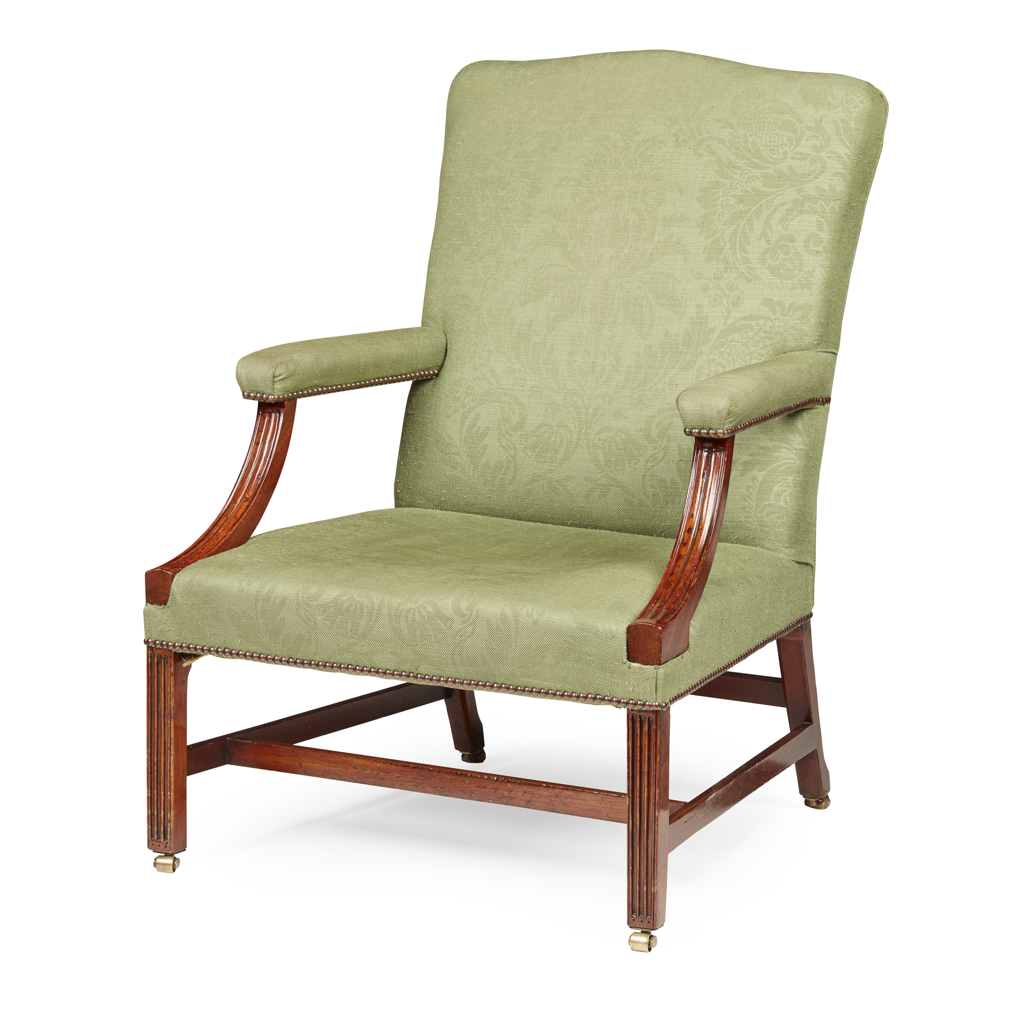 GEORGE III MAHOGANY LIBRARY ARMCHAIR