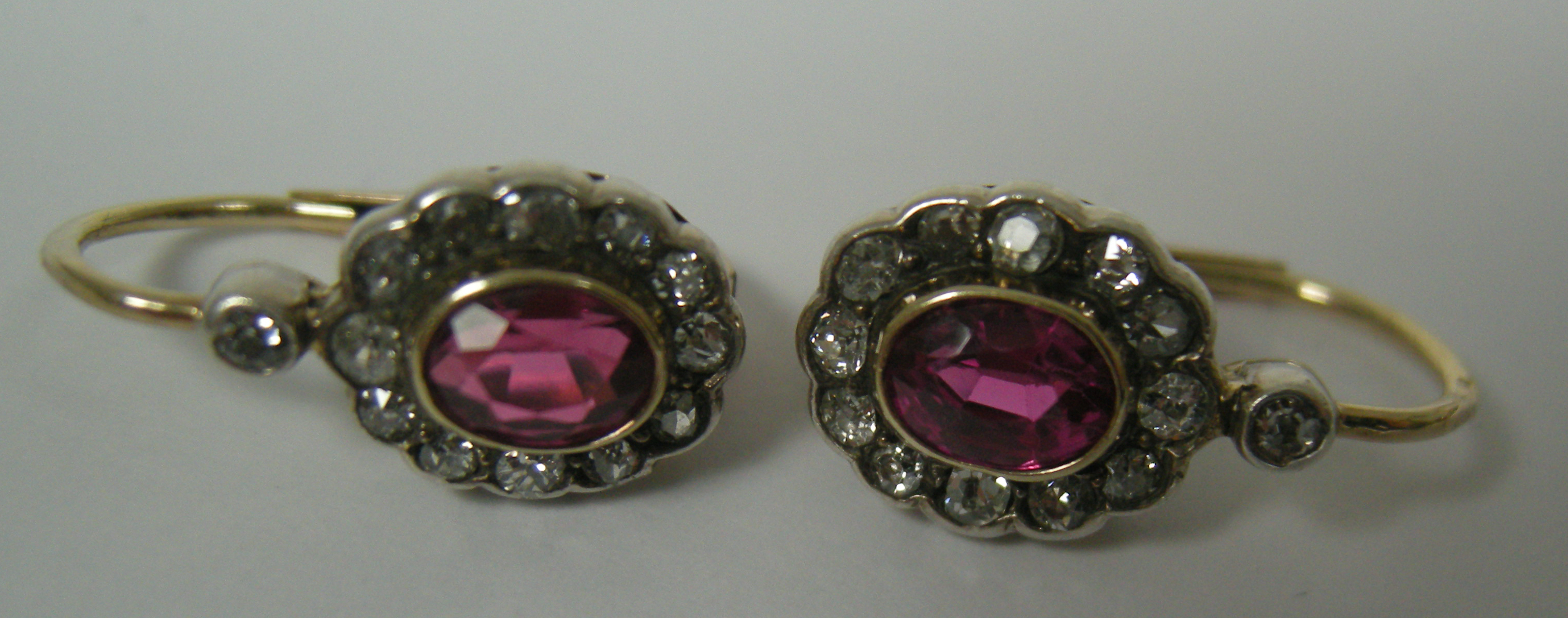 A pair of late Victorian ruby and diamond earrings
