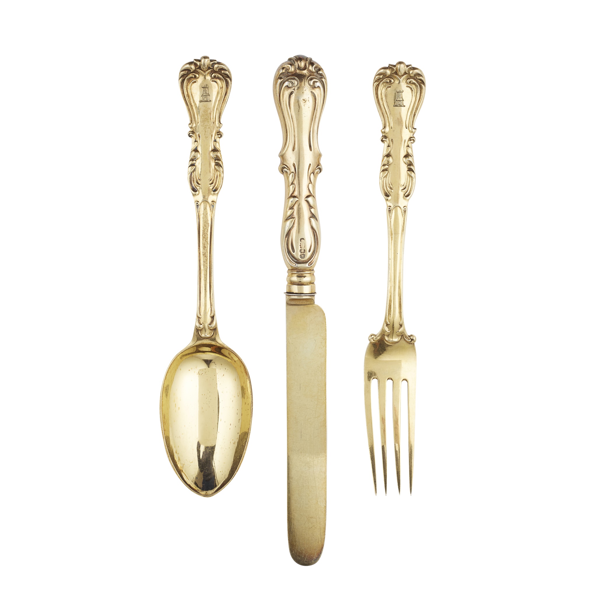 A late Victorian part gilt service of flatware
