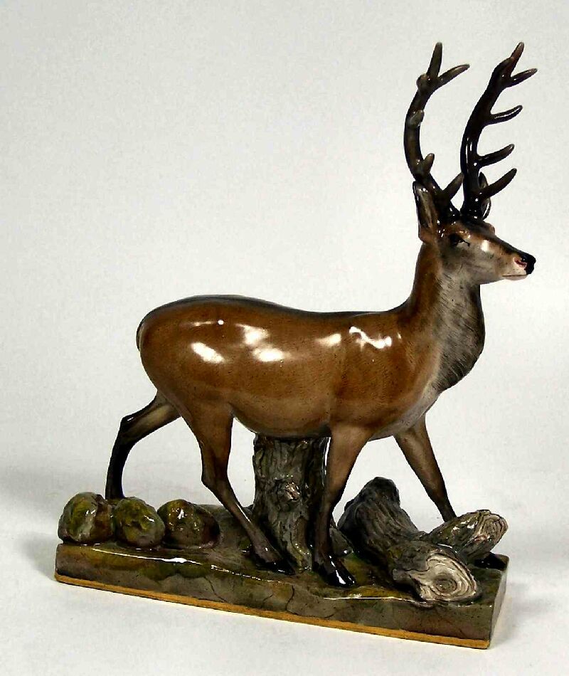 A 19th century Meissen porcelain figure of a stag REVISED ESTIMATE £1.000-1,500