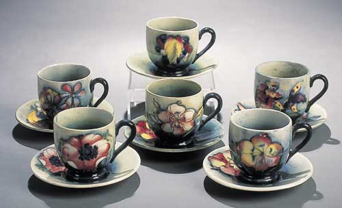 A Moorcroft six piece coffee service