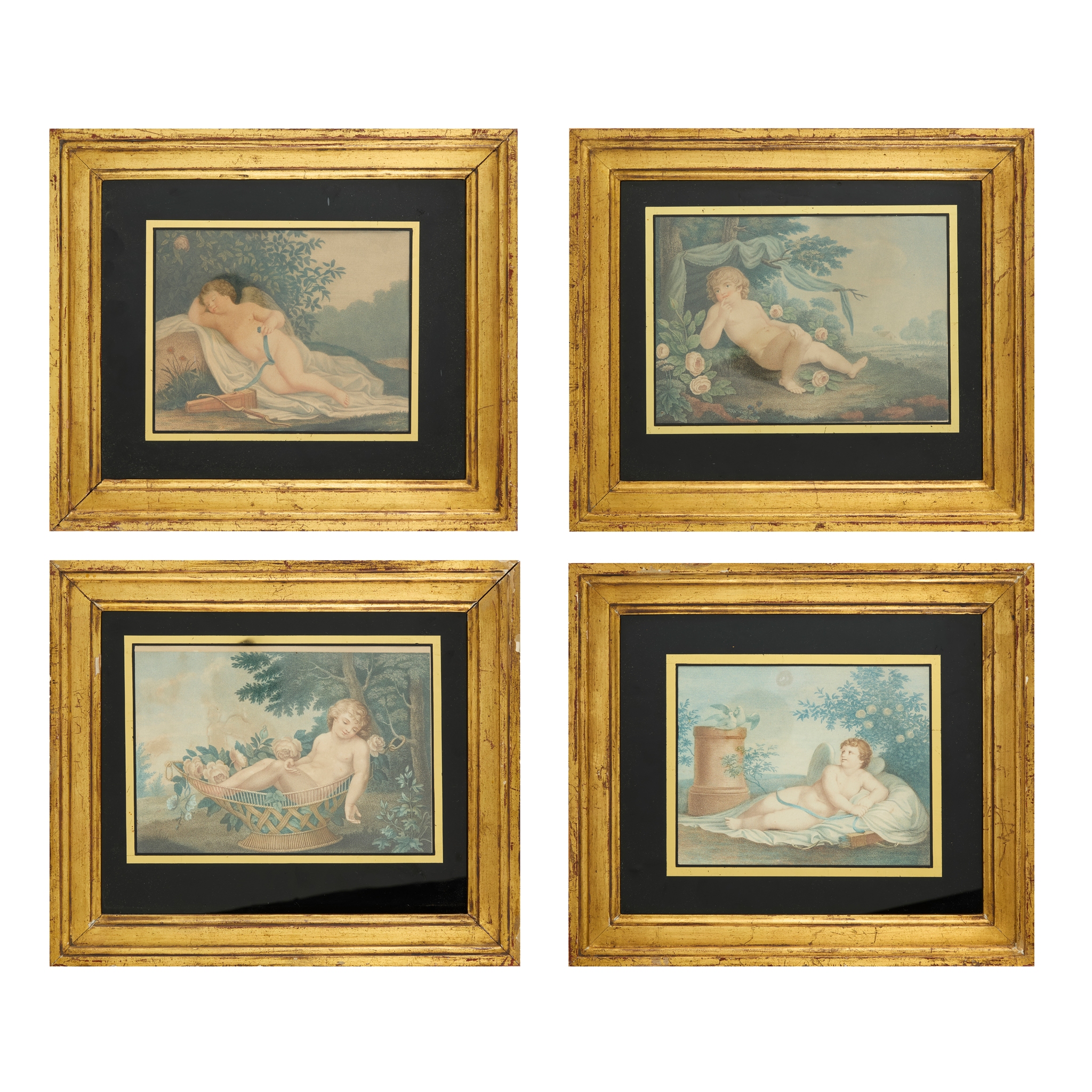 SET OF FOUR FRANCESCO BARTOLOZZI STIPPLE ENGRAVED PRINTS
