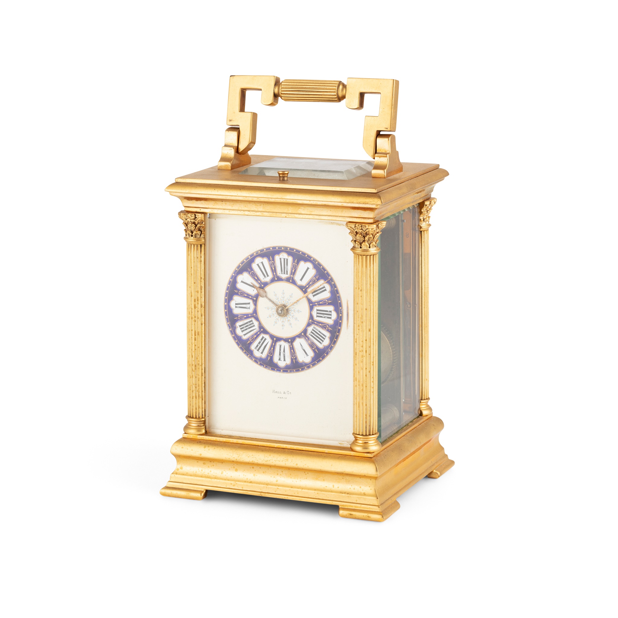 FRENCH BRASS AND ENAMEL REPEATER CARRIAGE CLOCK