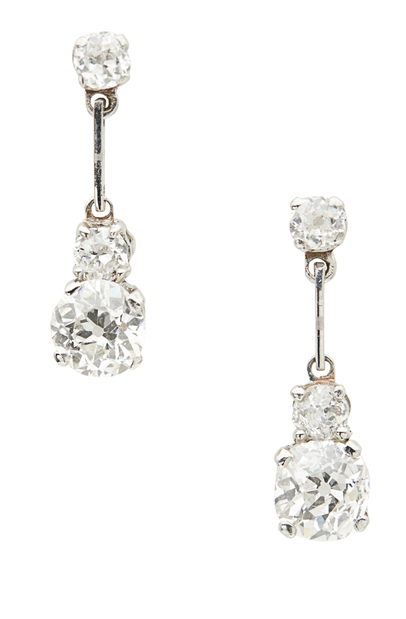 A pair of diamond set pendant earrings