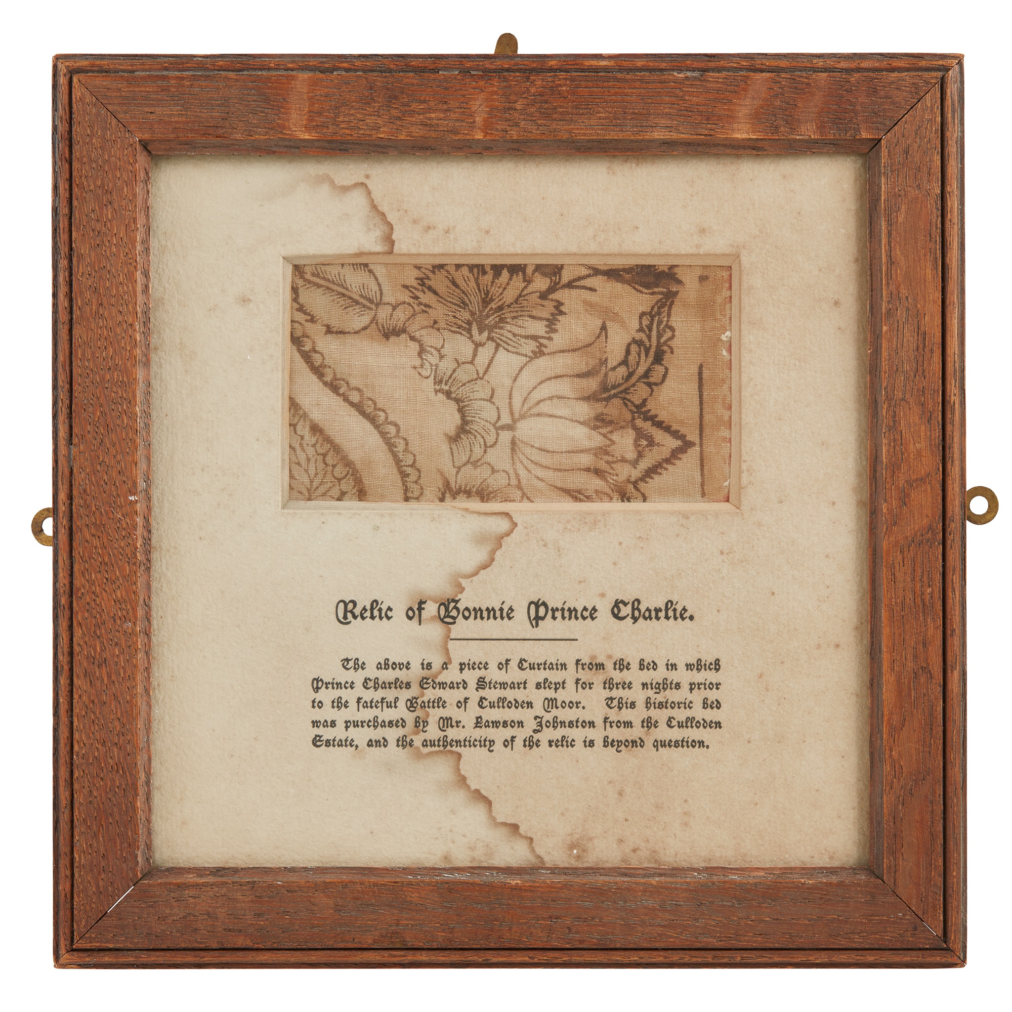 JACOBITE INTEREST - A FRAMED CURTAIN SECTION