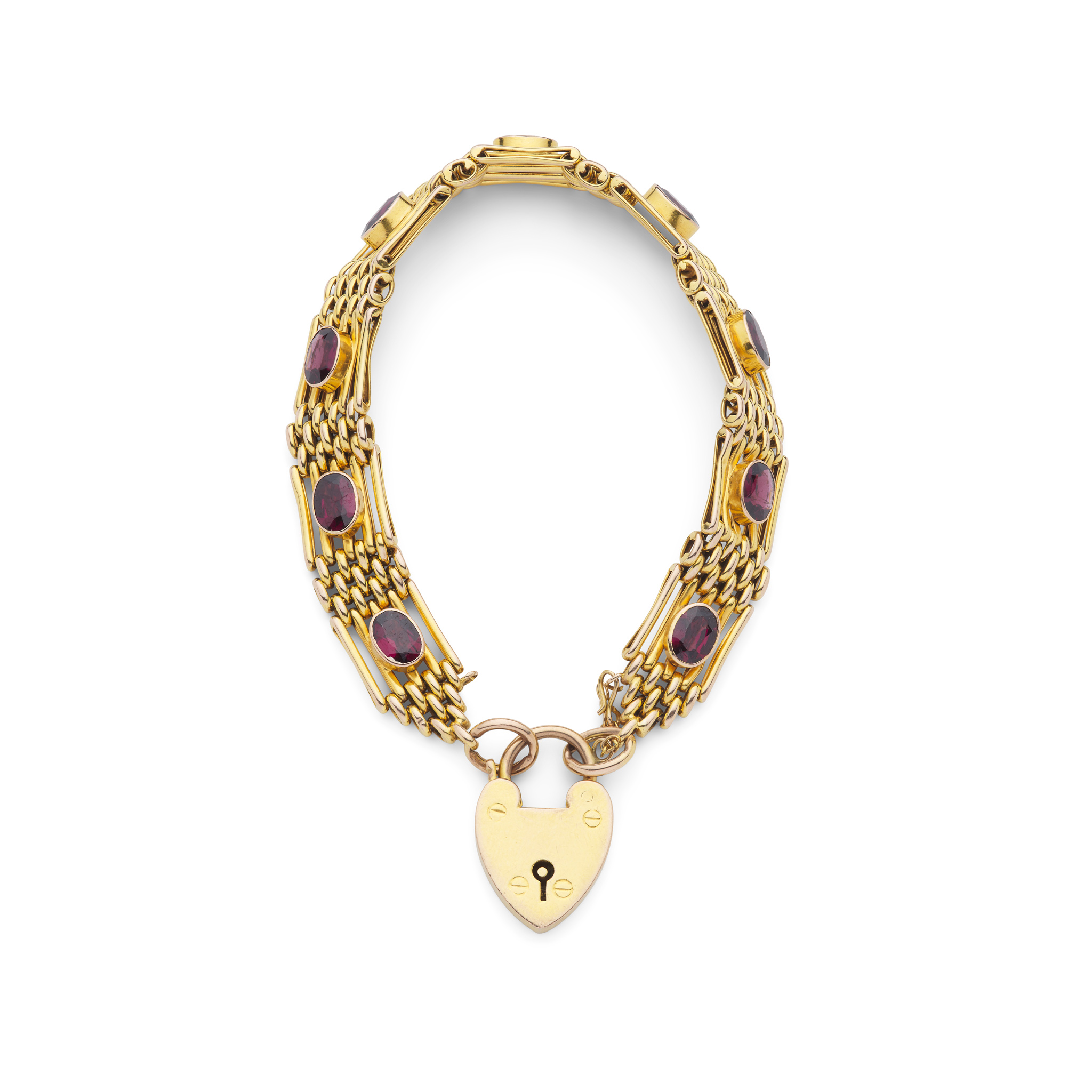 A garnet gate-link bracelet