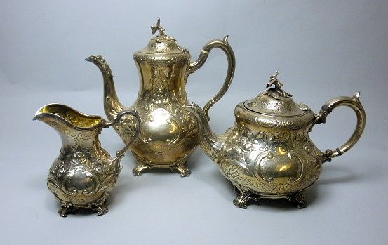 A Victorian three piece part tea set