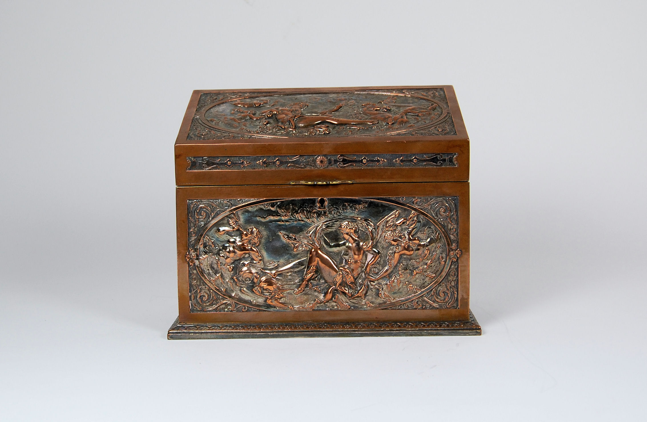 FRENCH REPOUSÉ COPPER ENVELOPE BOX