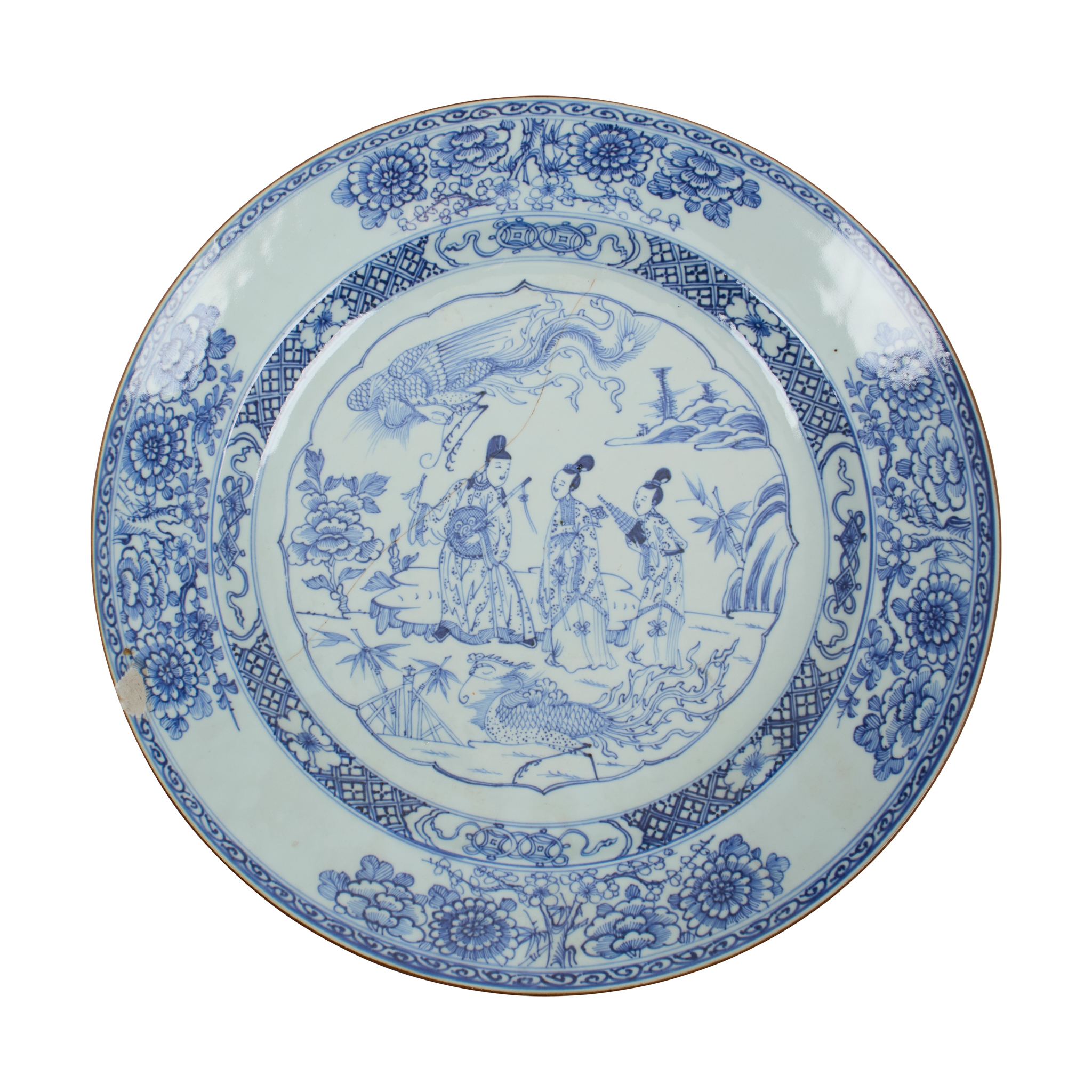 CHINESE BLUE AND WHITE 'FIGURAL' CHARGER