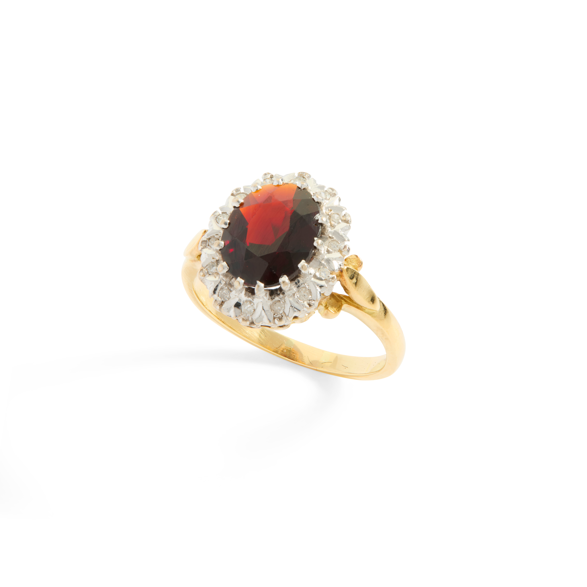 A garnet and diamond cluster ring