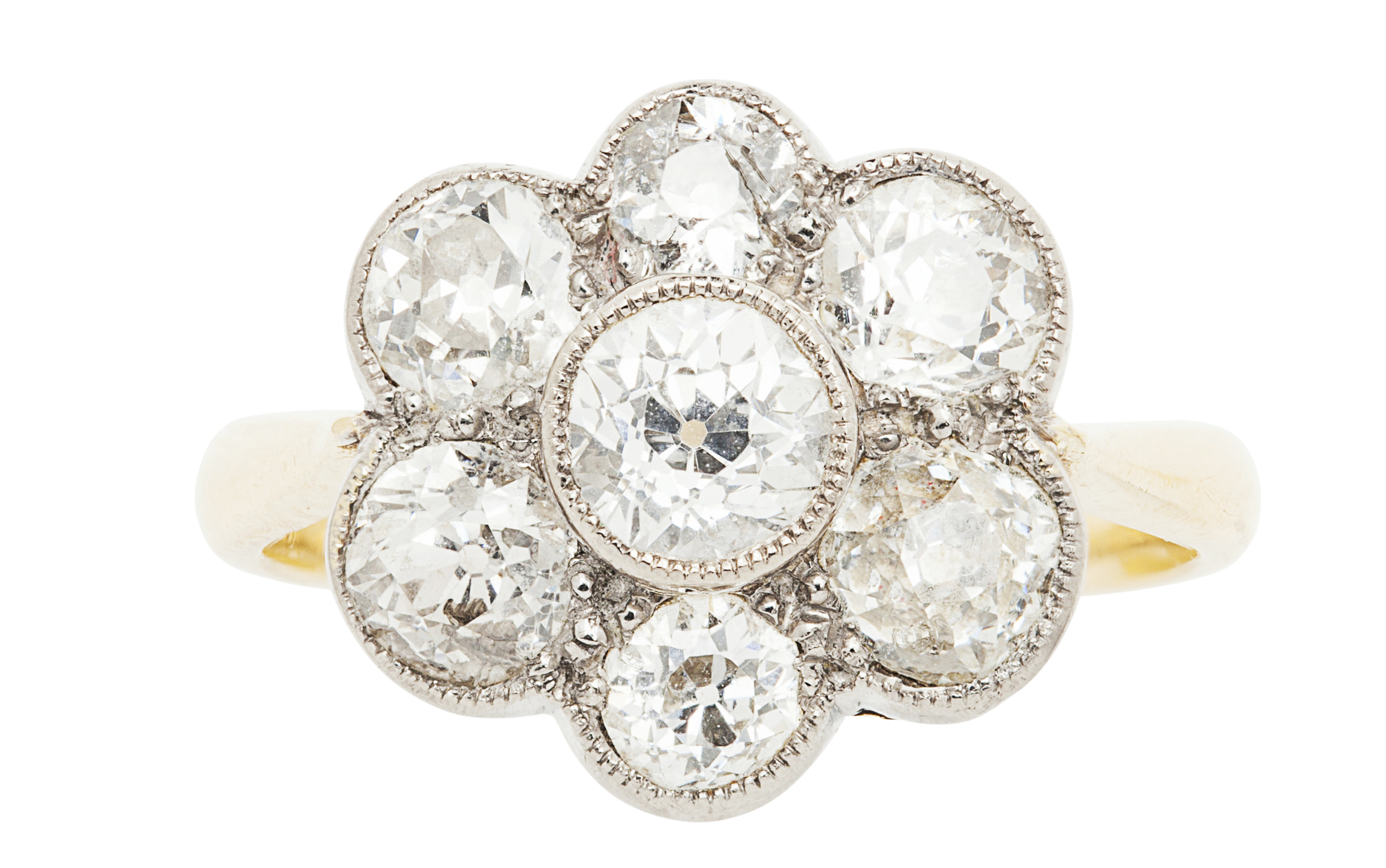 A diamond set cluster ring