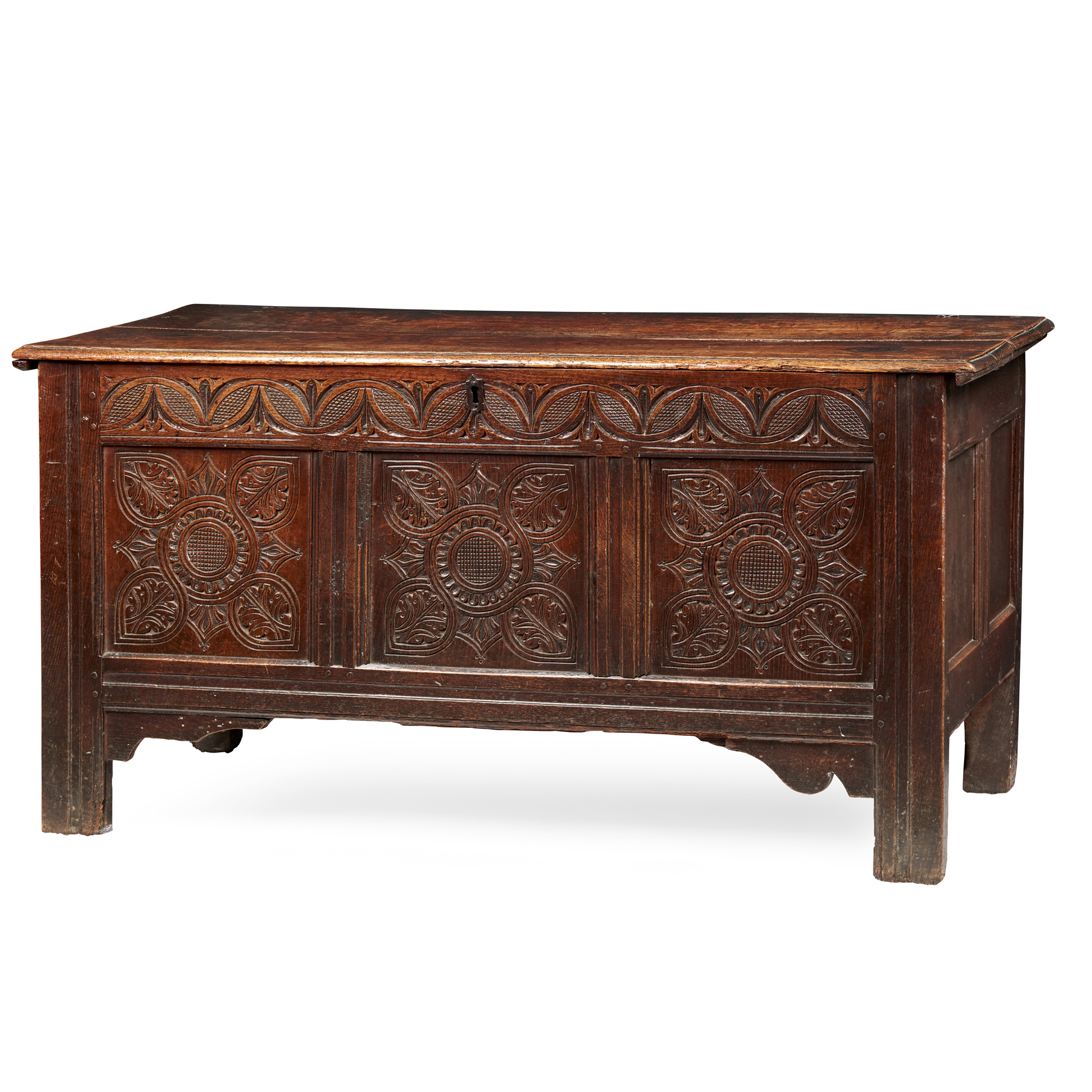 CARVED OAK CHEST, WEST COUNTRY