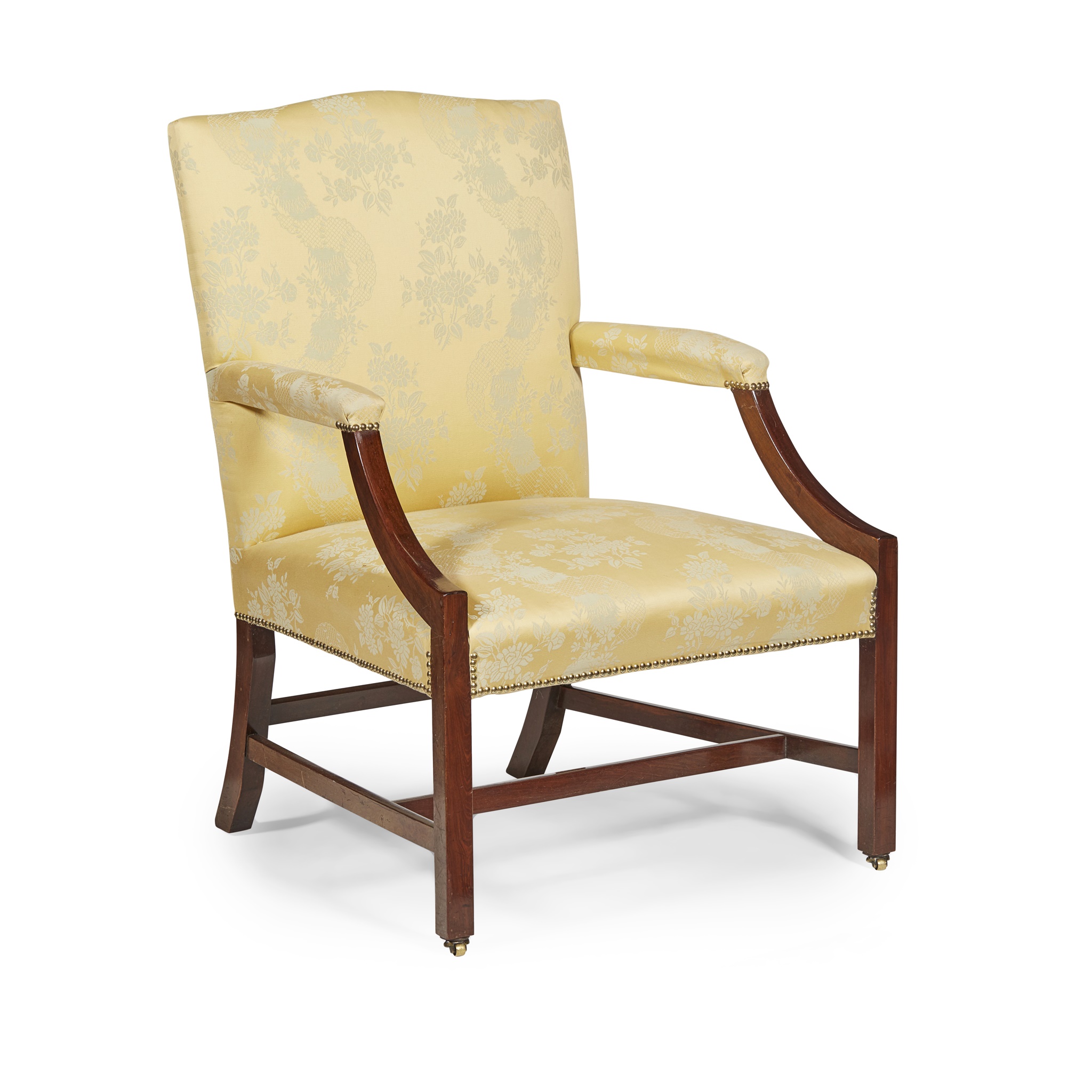 GEORGE III STYLE MAHOGANY LIBRARY ARMCHAIR
