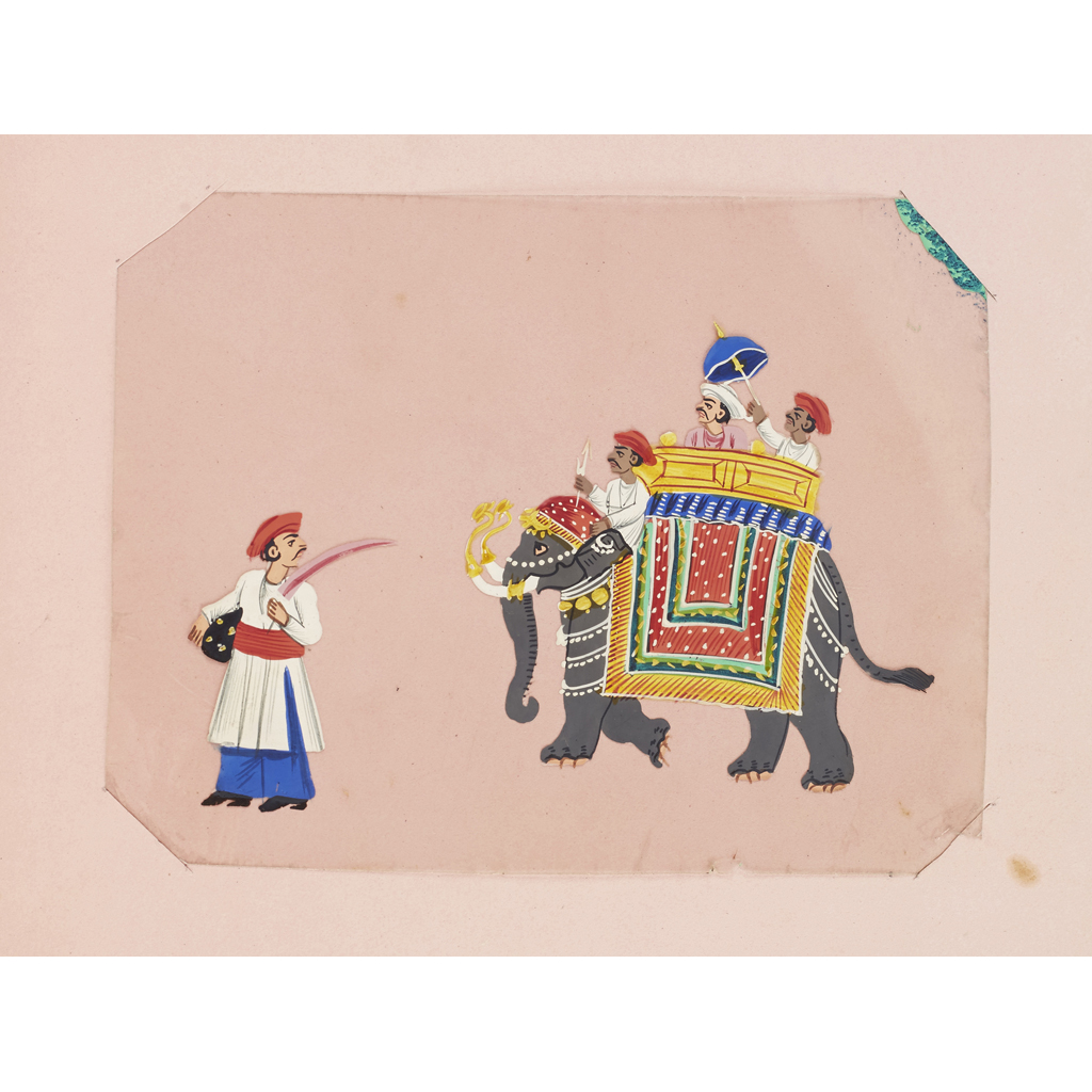 COMMONPLACE BOOK WITH RICE PAPER PAINTINGS AND INDIAN PAINTINGS ON MICA