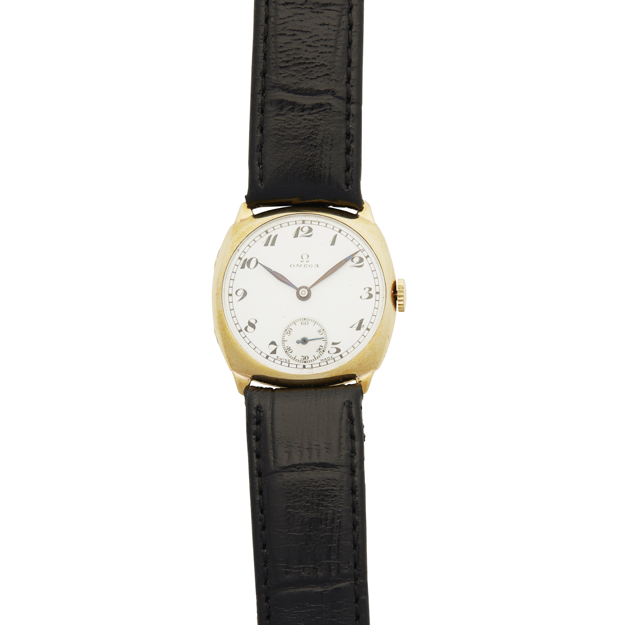 A 9ct gold 1930s cased wristwatch, Omega