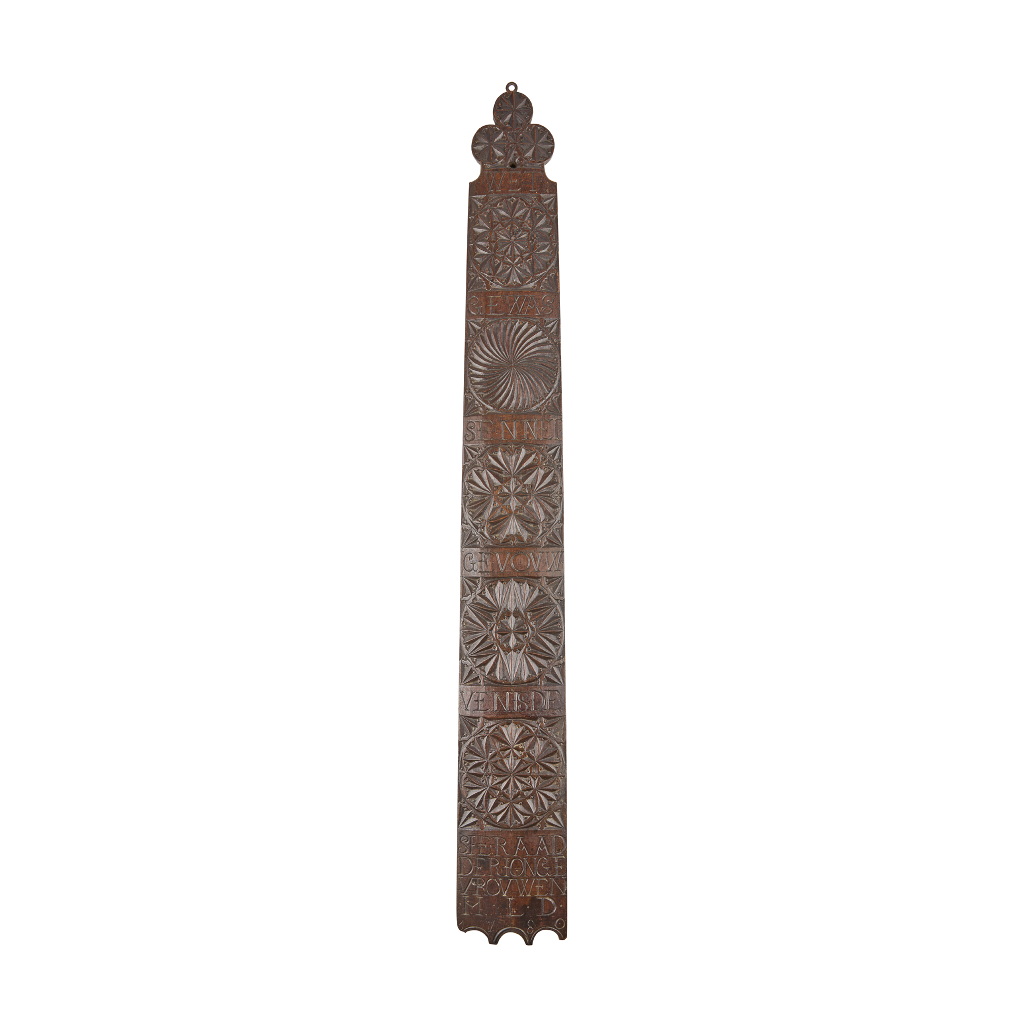 FLEMISH CARVED OAK OR POPLAR MANGLE BOARD, PROBABLY FRIESLAND