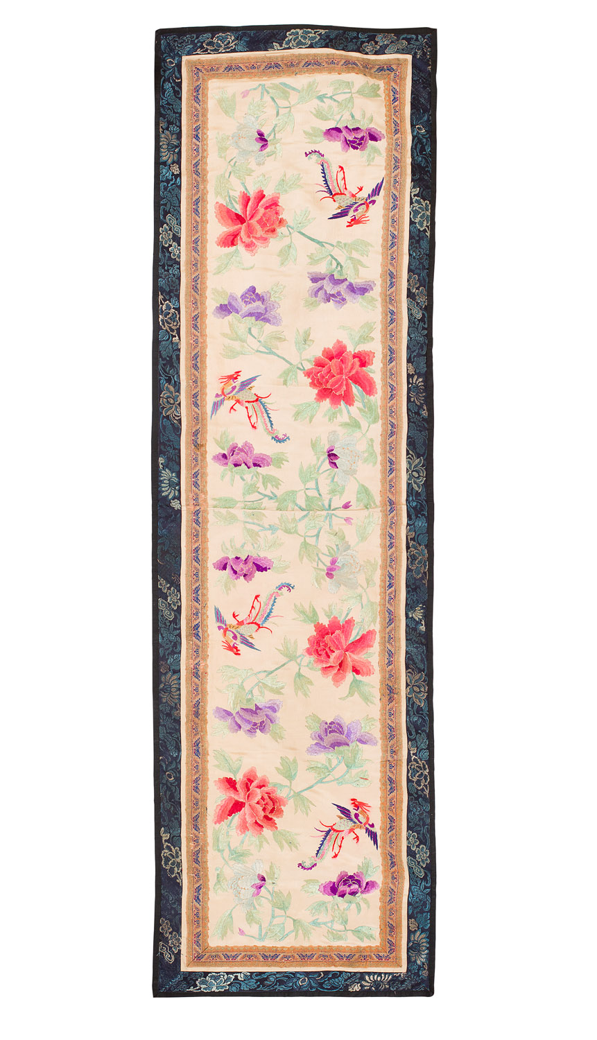 THREE EMBROIDERED SILK PANELS