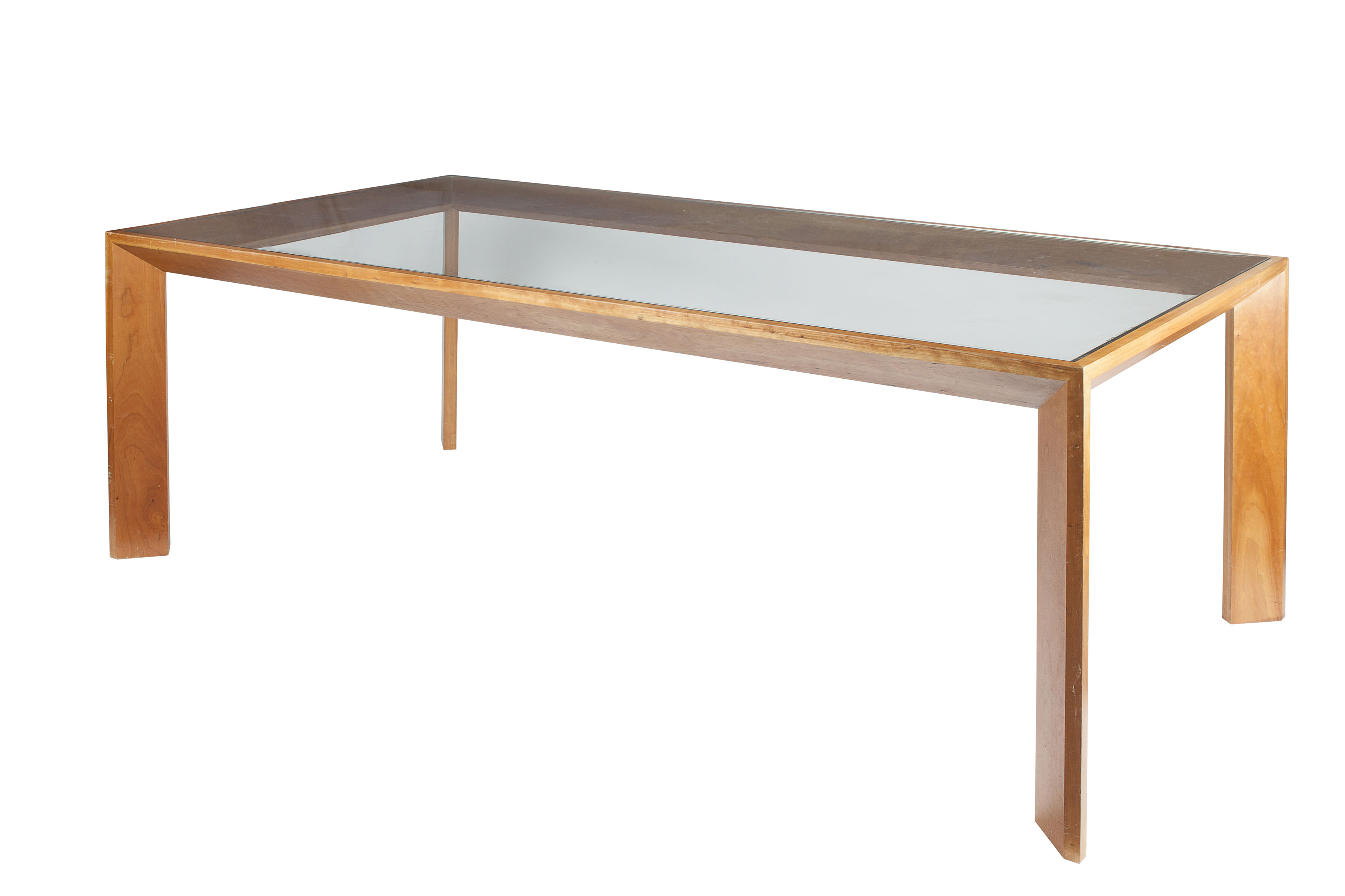 CONRAN TRIMITRE GLASS TOPPED DINING TABLE