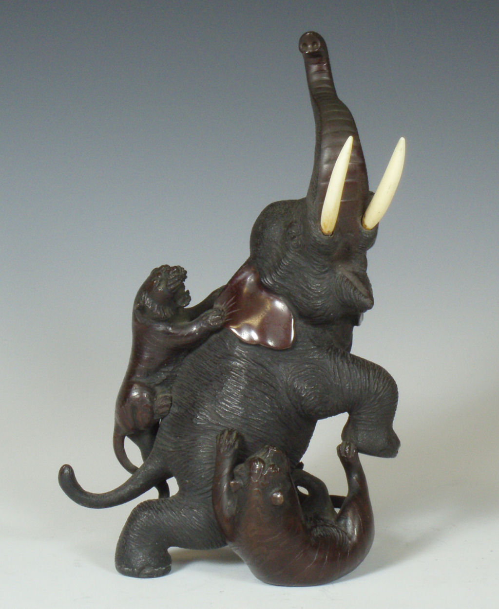 A Japanese bronze elephant Meiji period