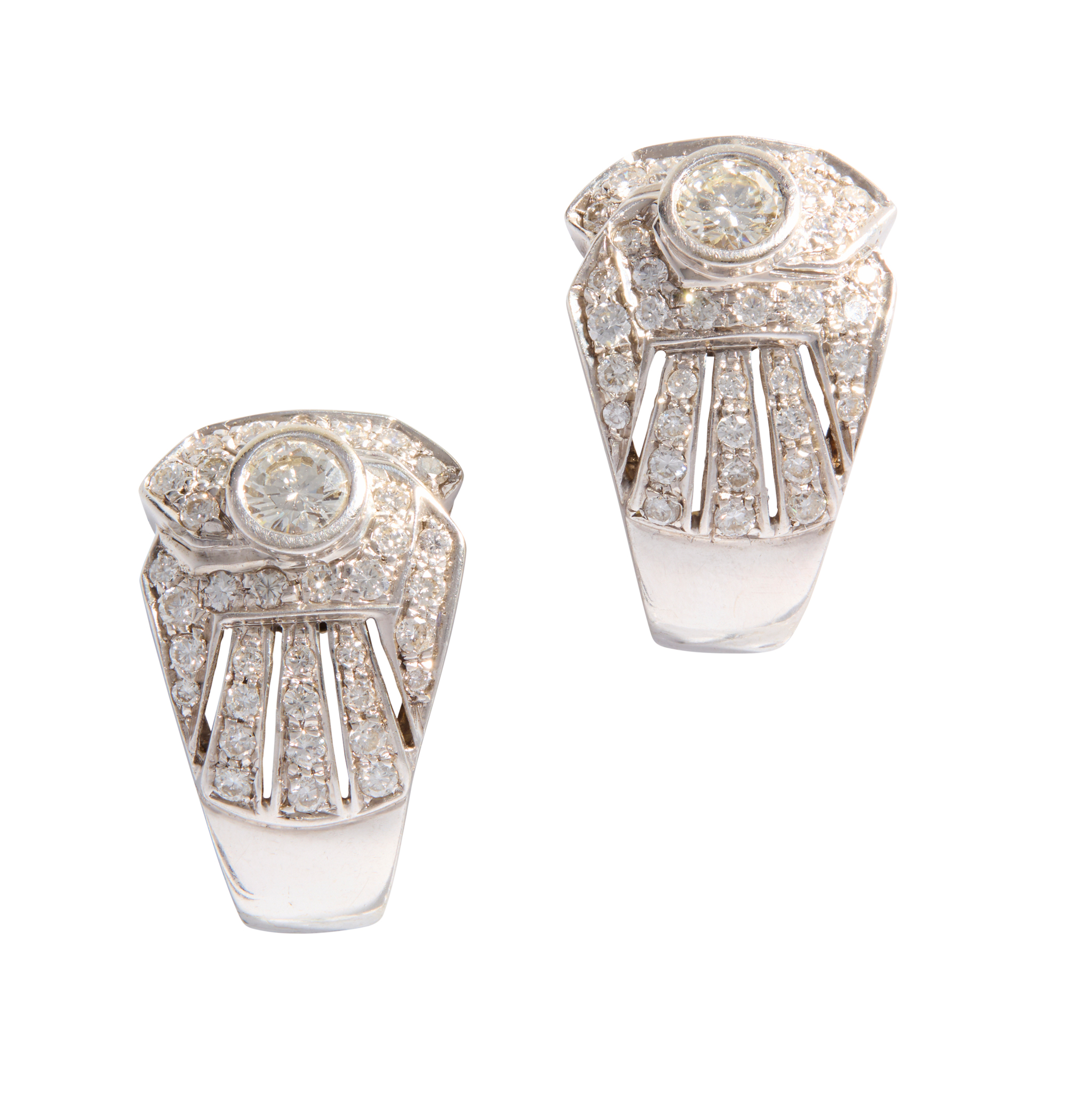 A pair of diamond earrings