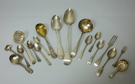 A mixed collection of flatware