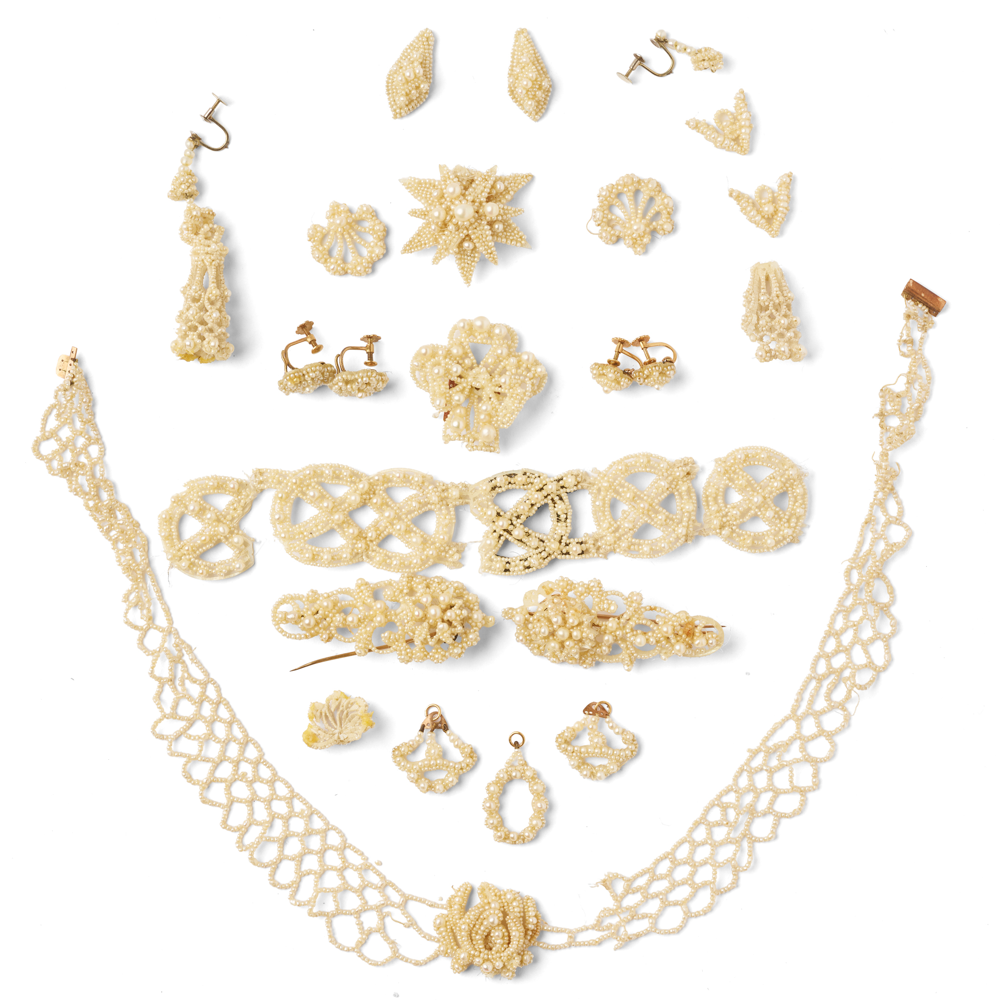 A collection of Georgian seed pearl jewellery