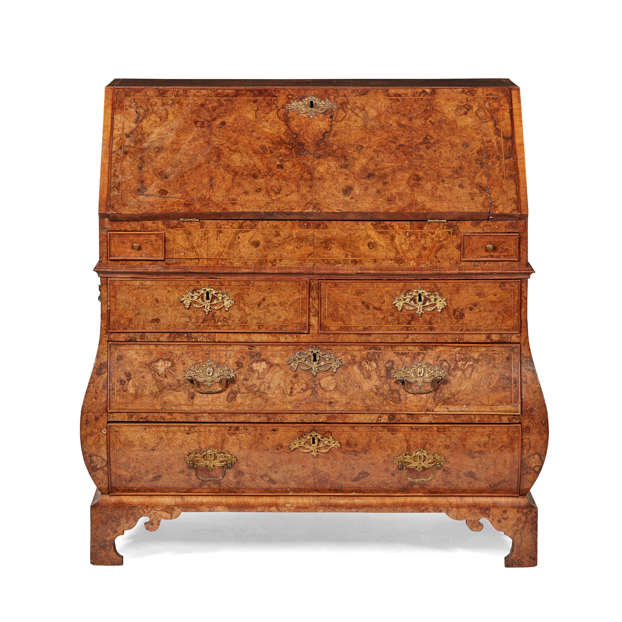 DUTCH ROCOCO WALNUT BOMBÉ BUREAU