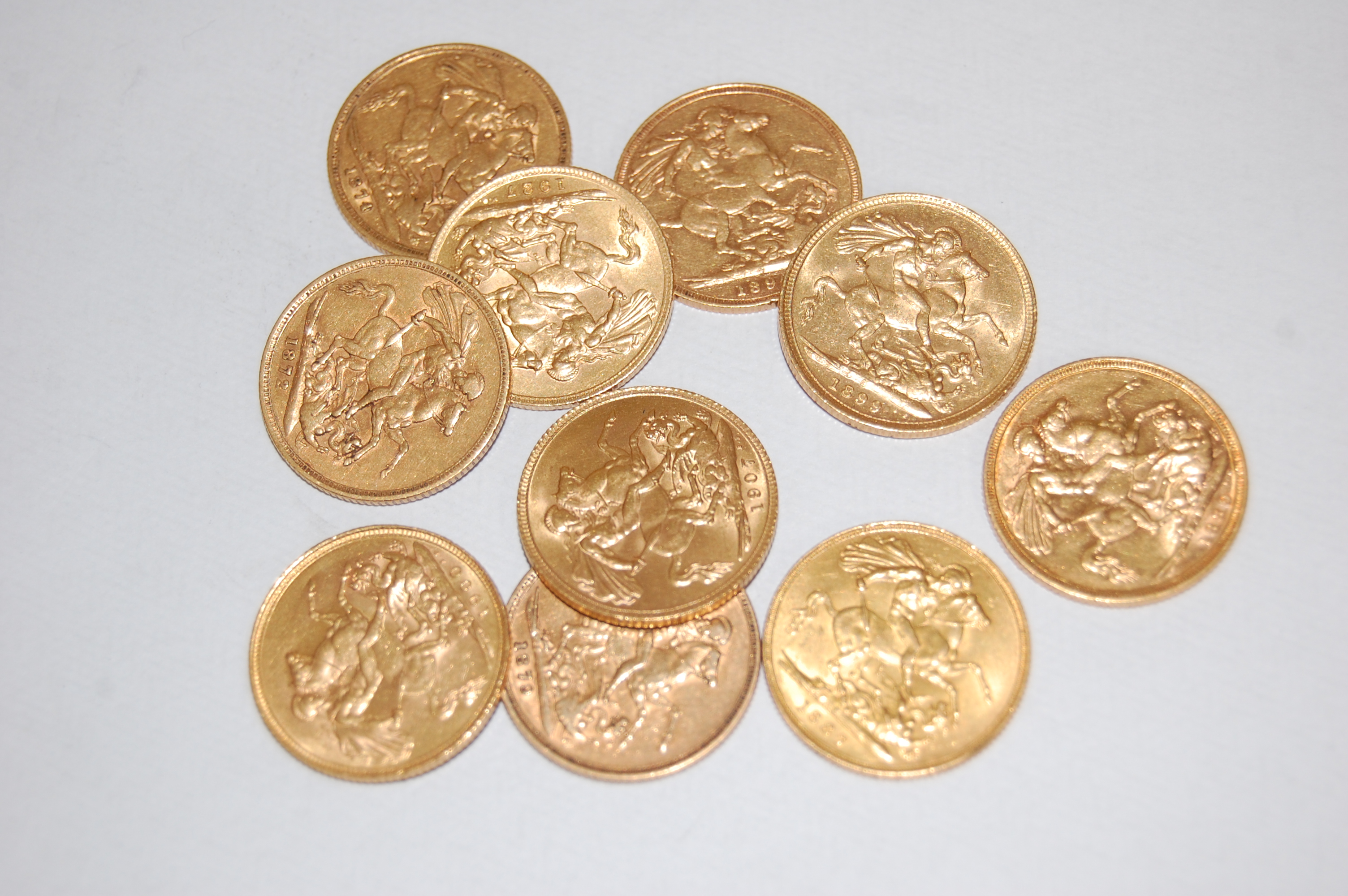 A collection of ten sovereigns