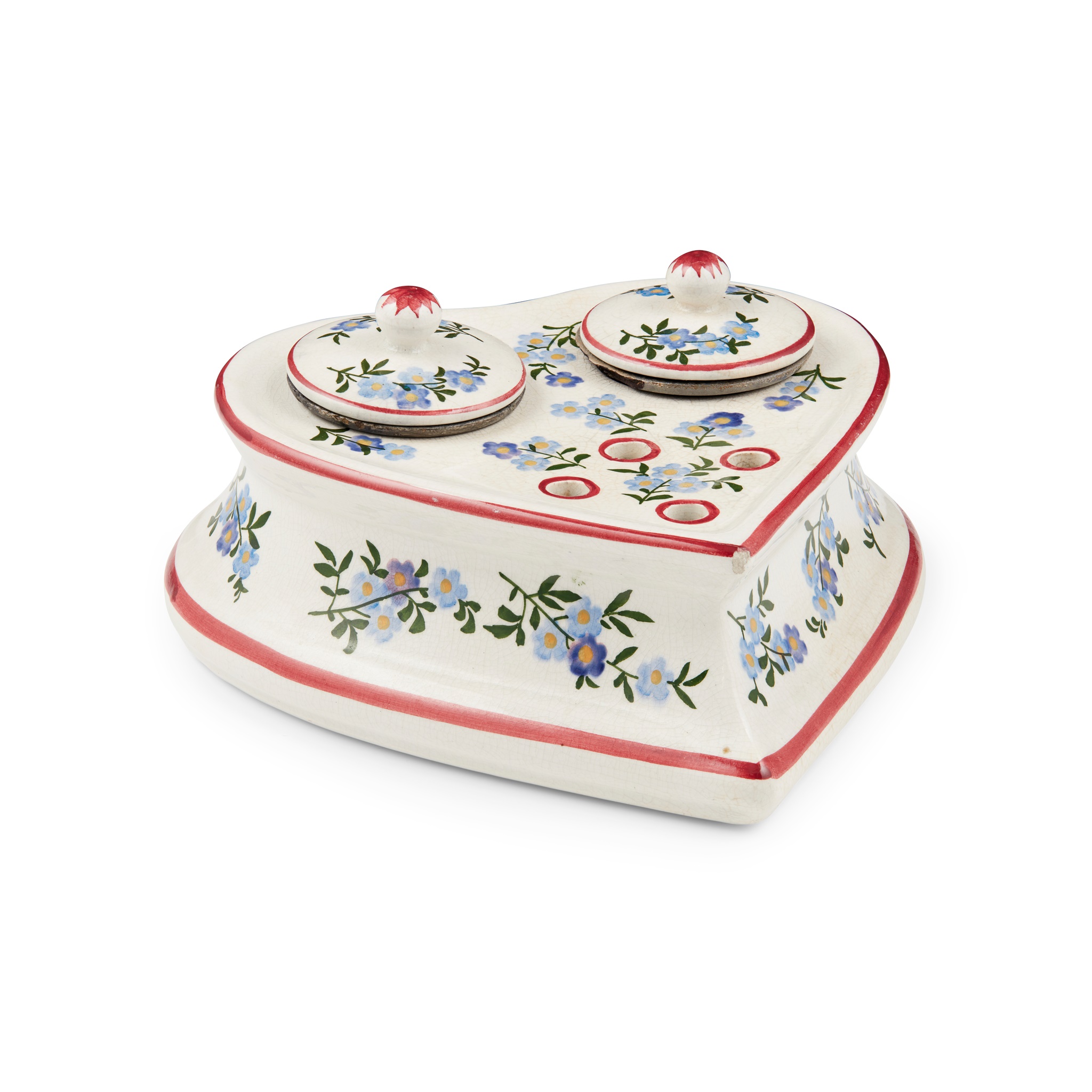 A WEMYSS WARE HEART SHAPED INK WELL