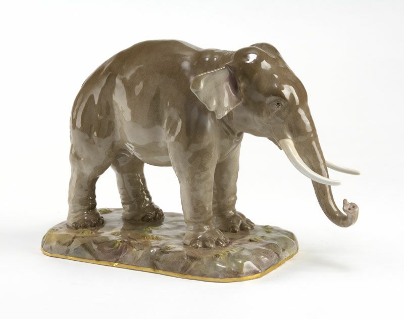 A 19th century Meissen porcelain figure of an elephant