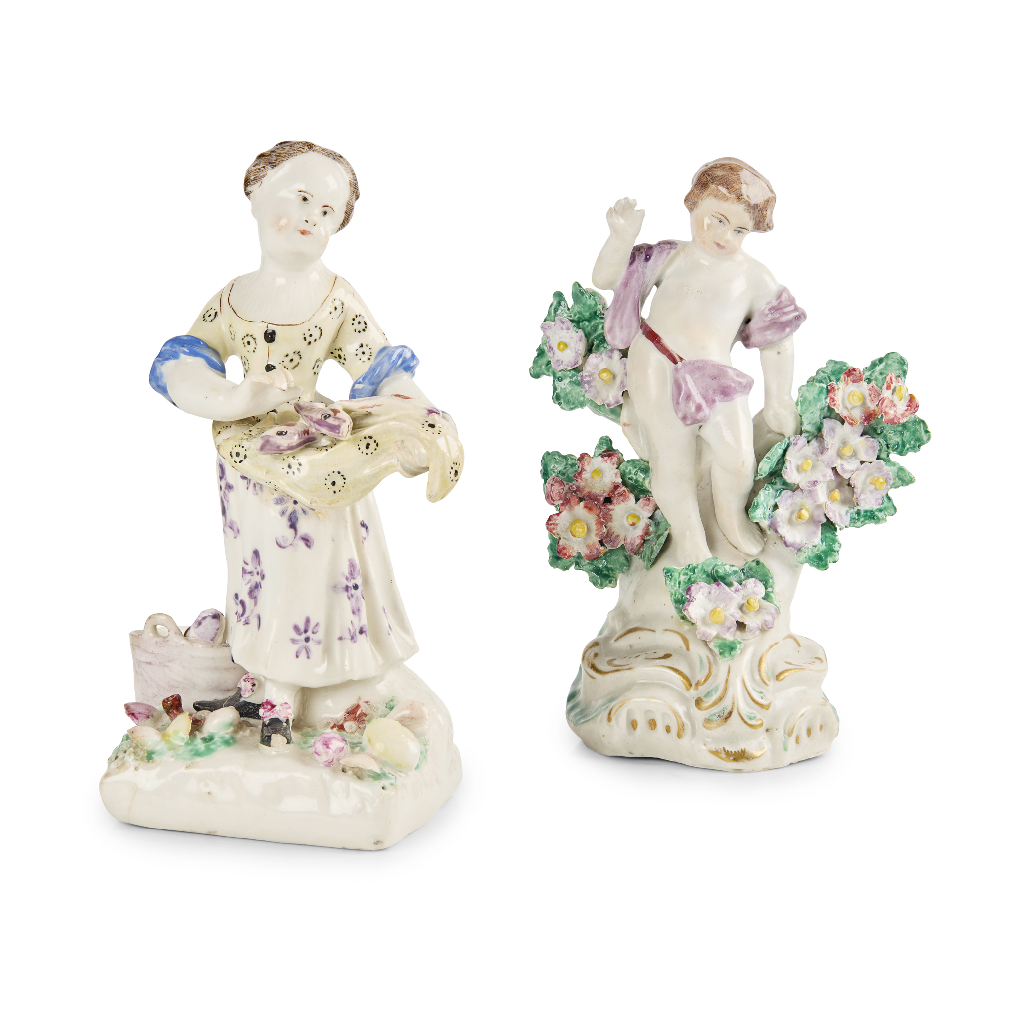 BOW PORCELAIN FIGURE OF A FISHERGIRL AND A PLYMOUTH PORCELAIN FIGURE OF SPRING