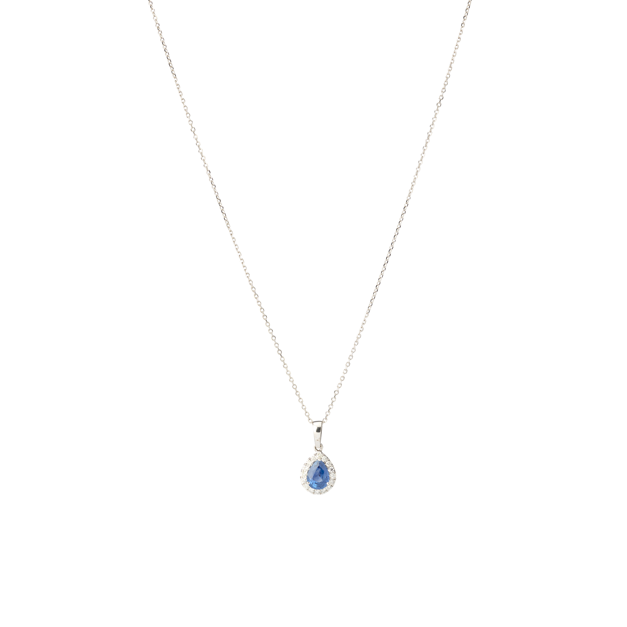 An 18ct gold sapphire and diamond pendant necklace