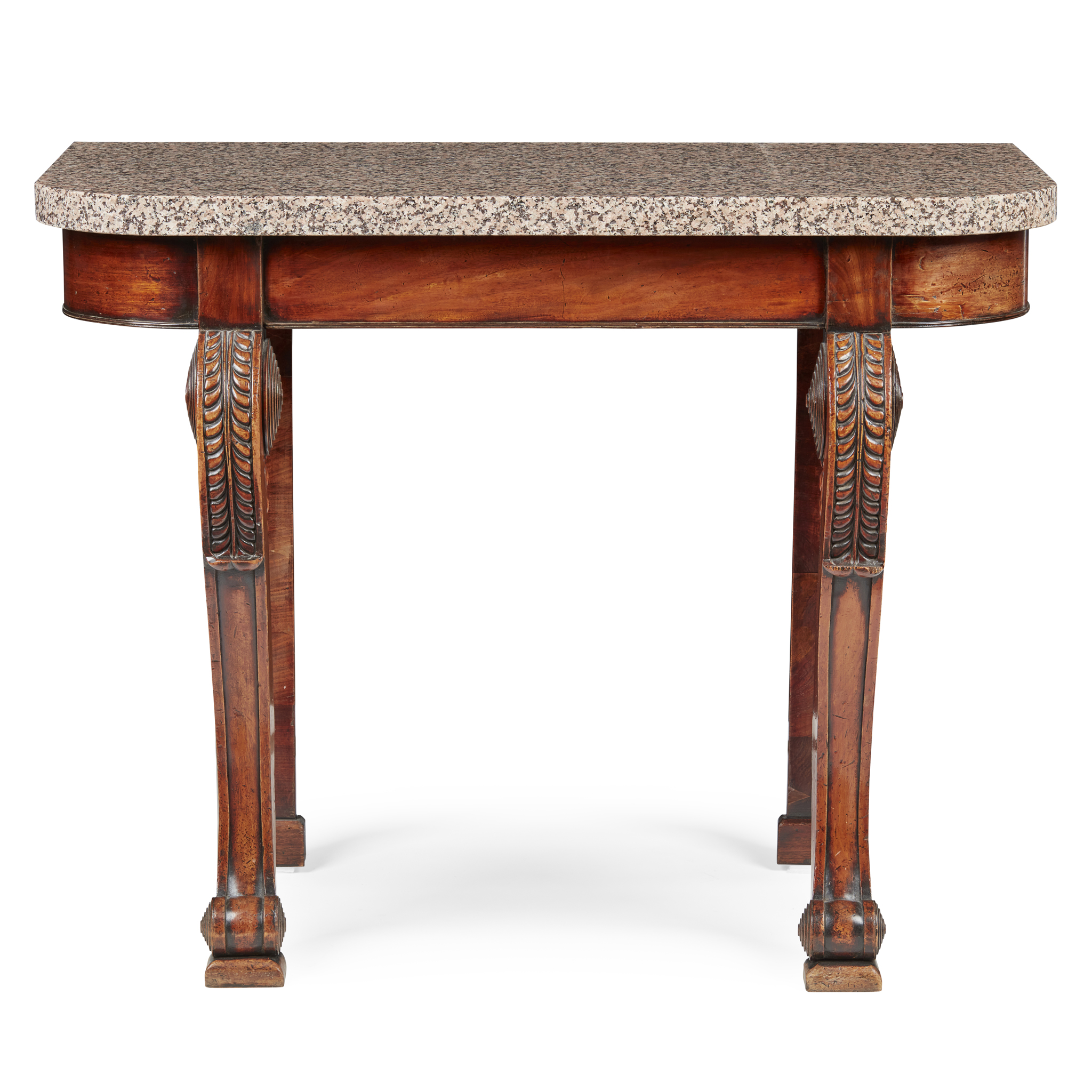 EARLY VICTORIAN MAHOGANY AND GRANITE CONSOLE TABLE